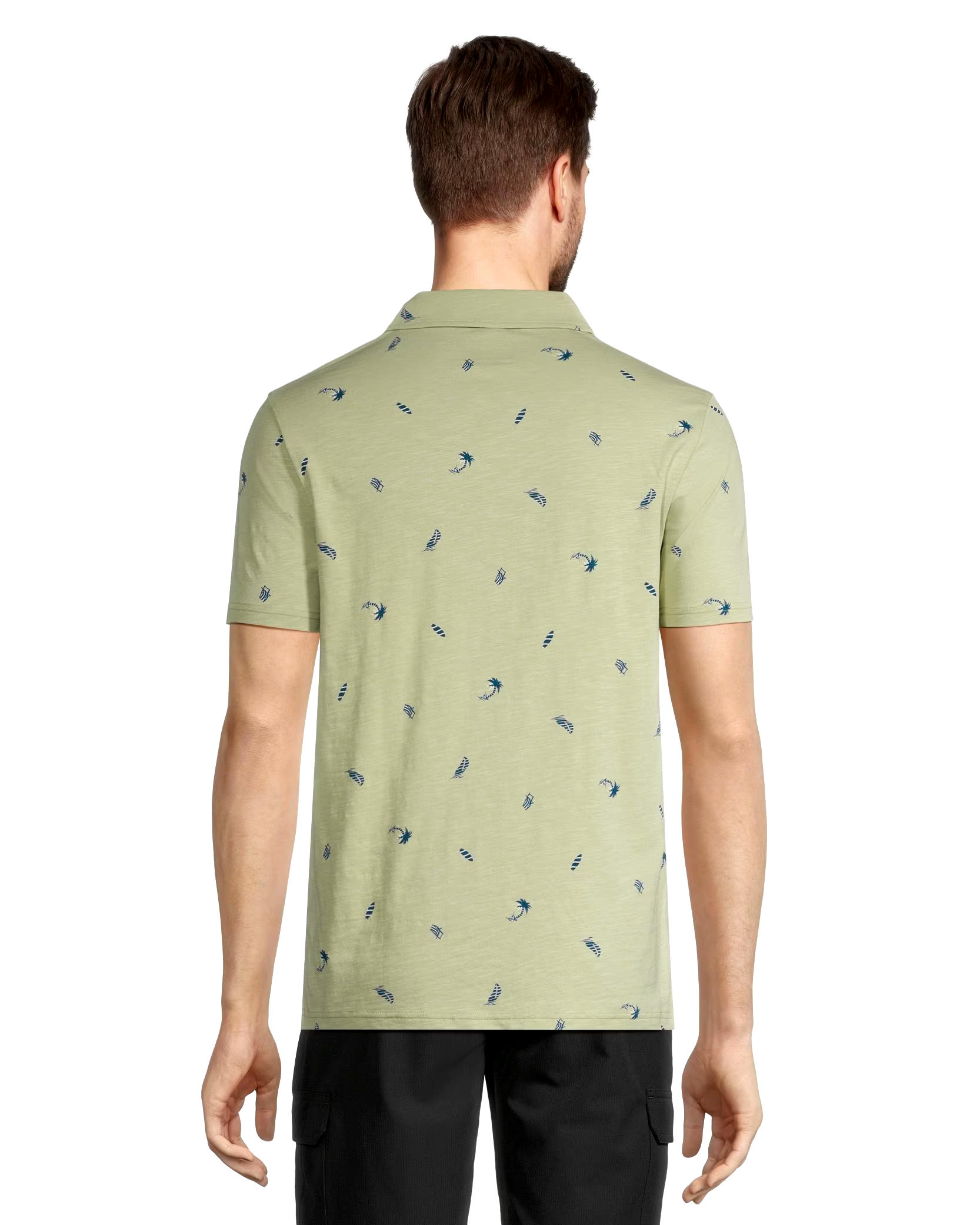 FarWest Men's Slub Textured All Over Print Polo Shirt