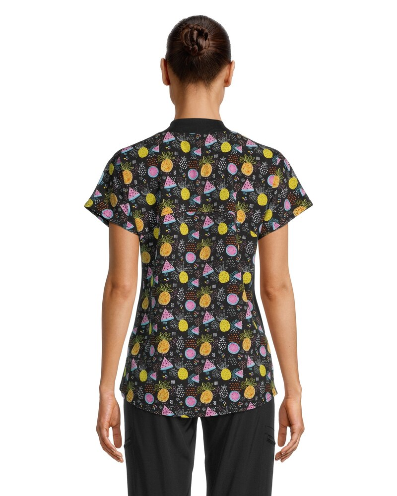 Scrubletics Women's 2 Pocket Chest Pocket V-Neck Scrub Top - Pineapple Party
