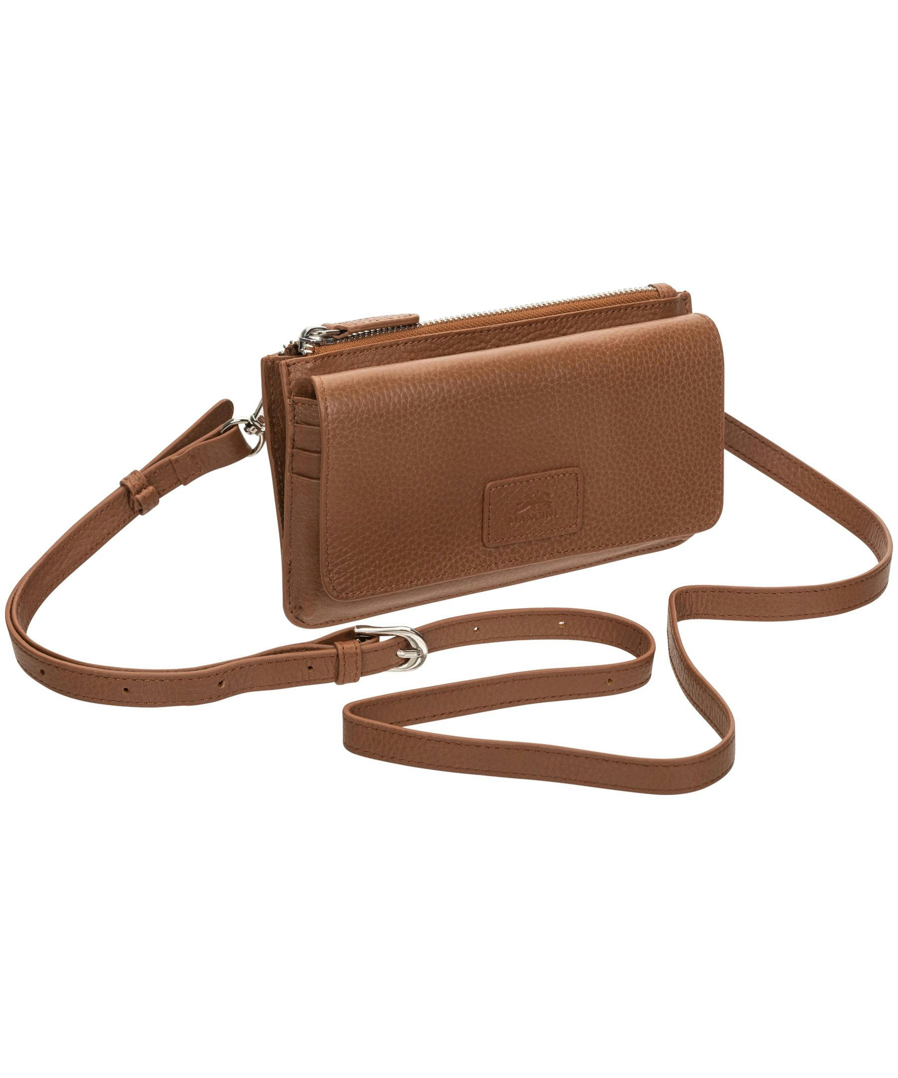 Mancini Leather Goods Women's Pebelled RFID Secure Crossbody Wallet