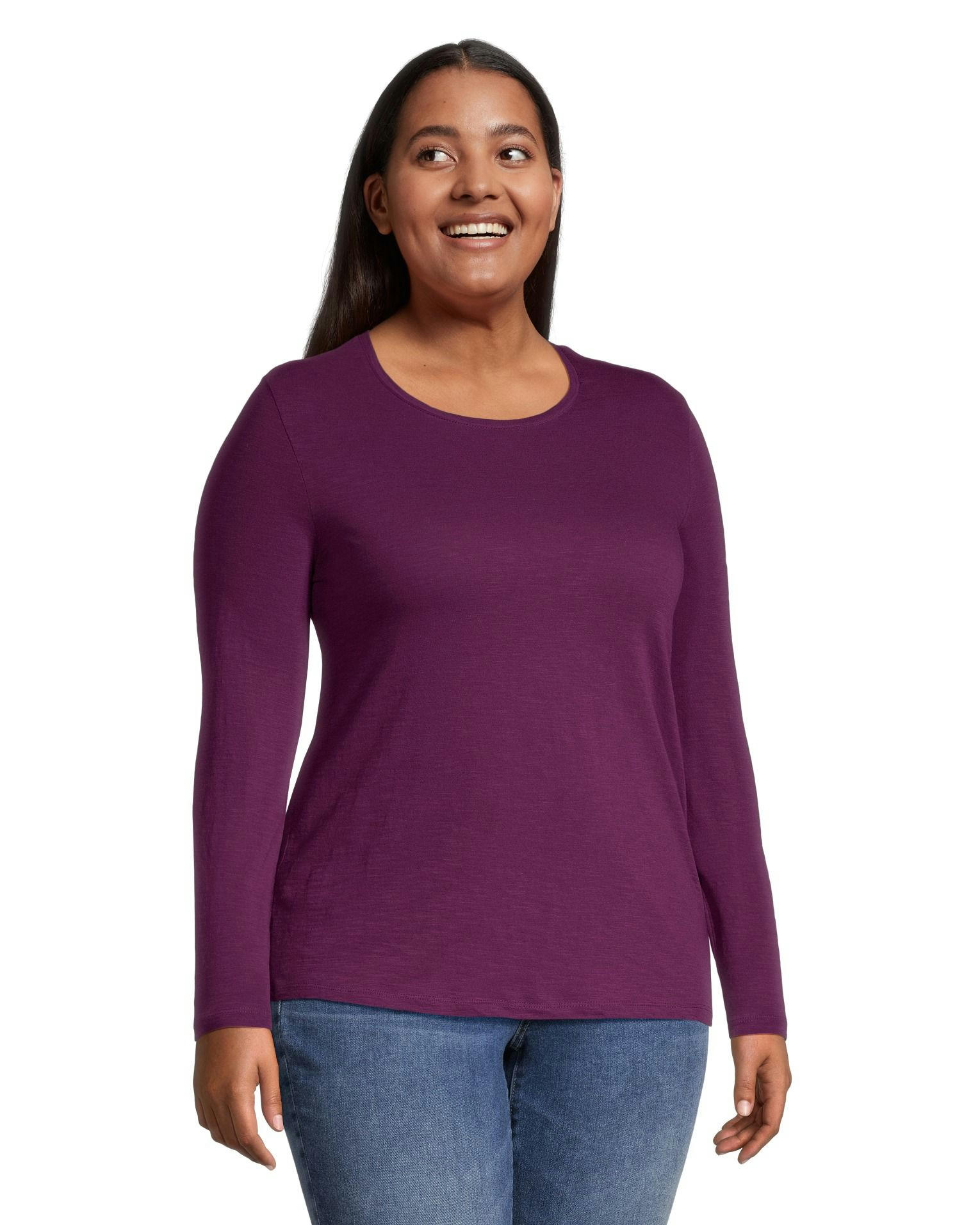 Denver Hayes Women's Semi Fitted Long Sleeve Crewneck T Shirt