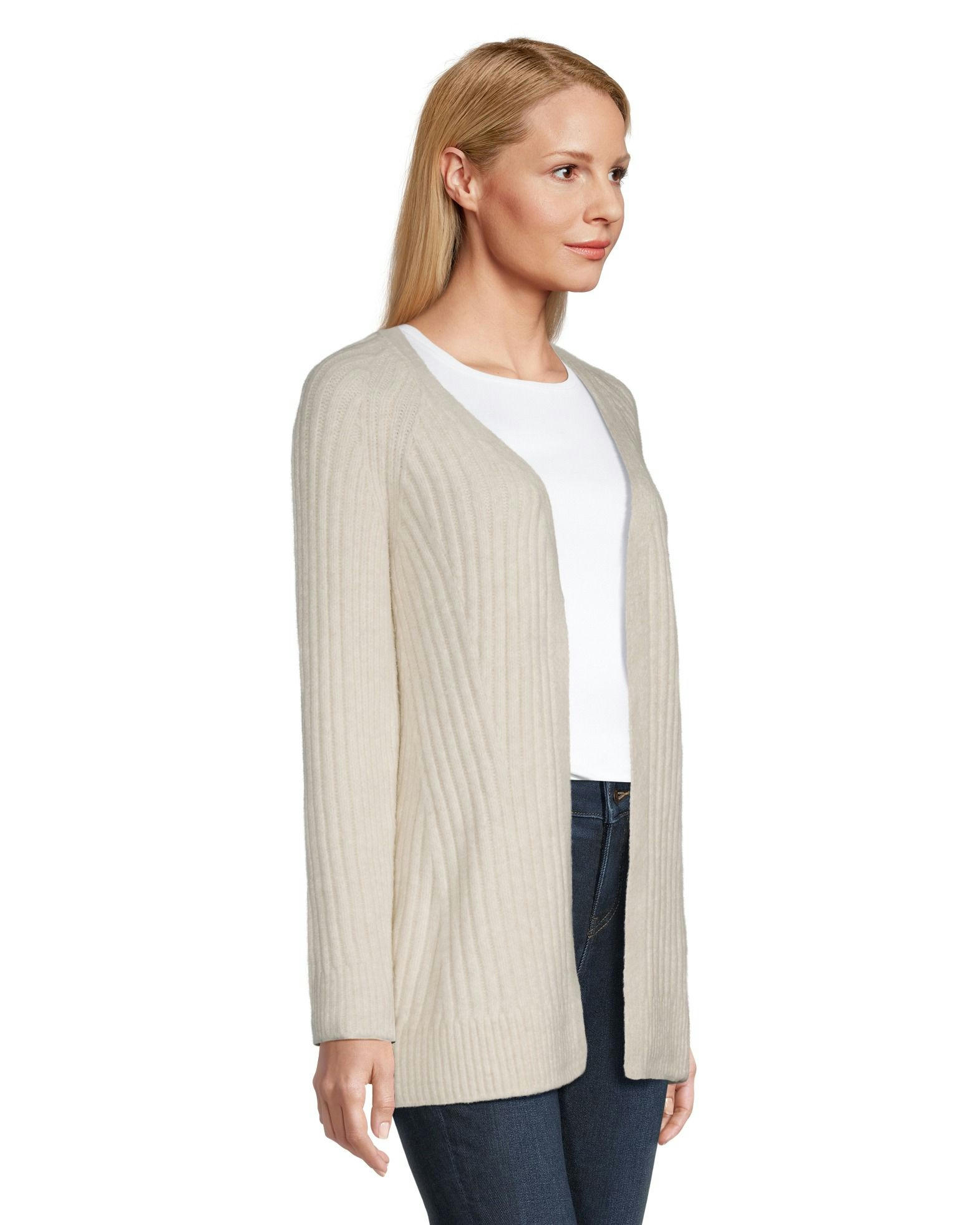 Denver Hayes Women's Luxe Relaxed Fit Ribbed Easy Open Cardigan