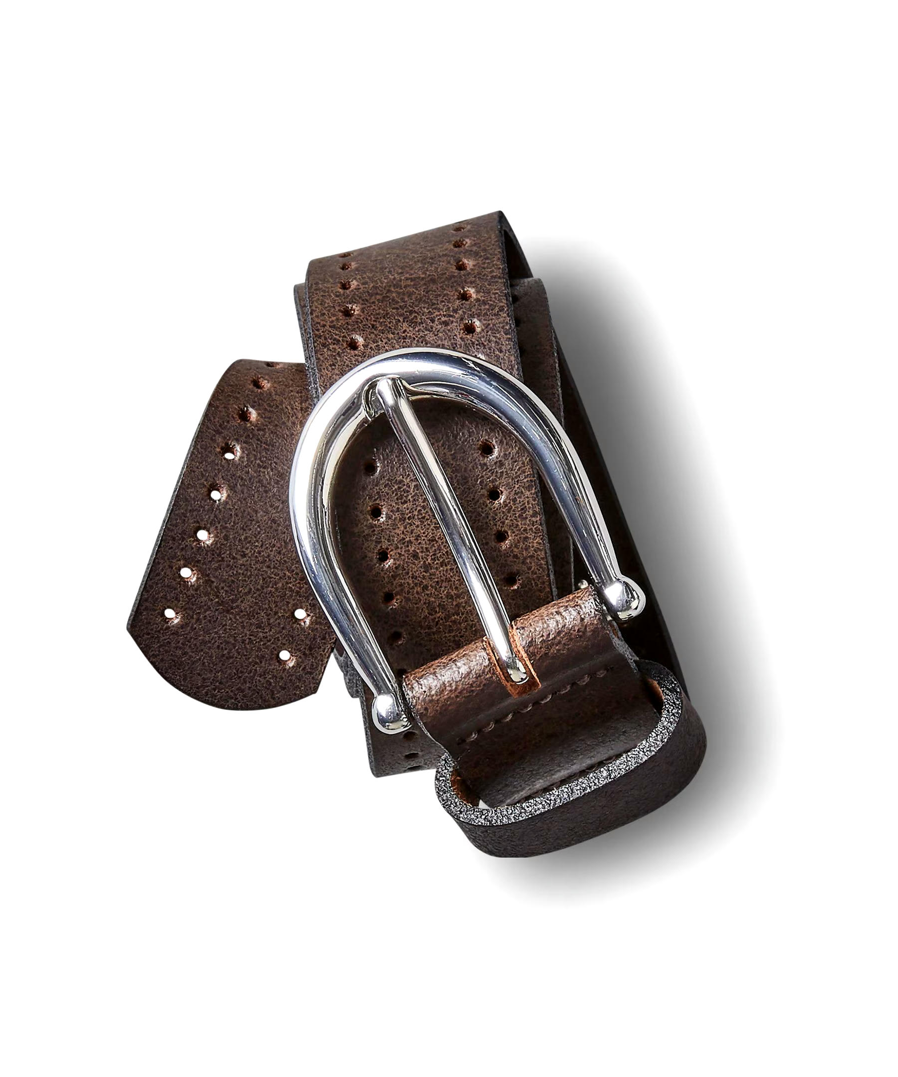 Denver Hayes Women's Italian Split Leather Perforated Belt
