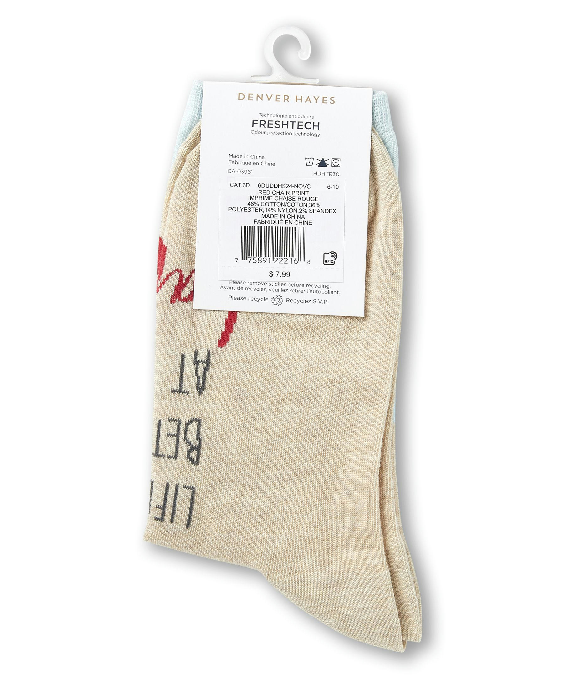 Denver Hayes Women's Patterned Crew Socks