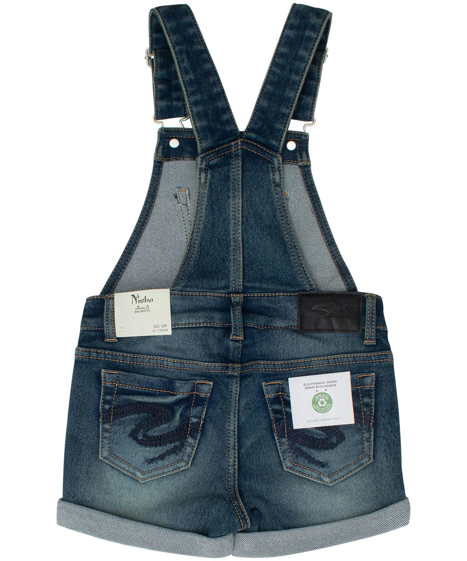 Youth Girls' Denim Overall Jean Shorts - Medium Wash