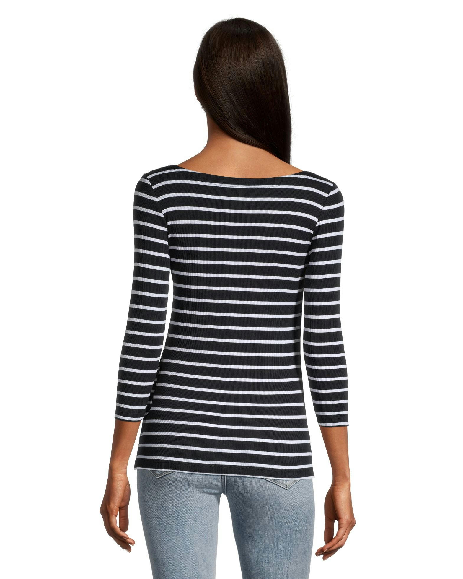 Denver Hayes Women's Fitted Three Quarter Sleeve Boatneck Shirt