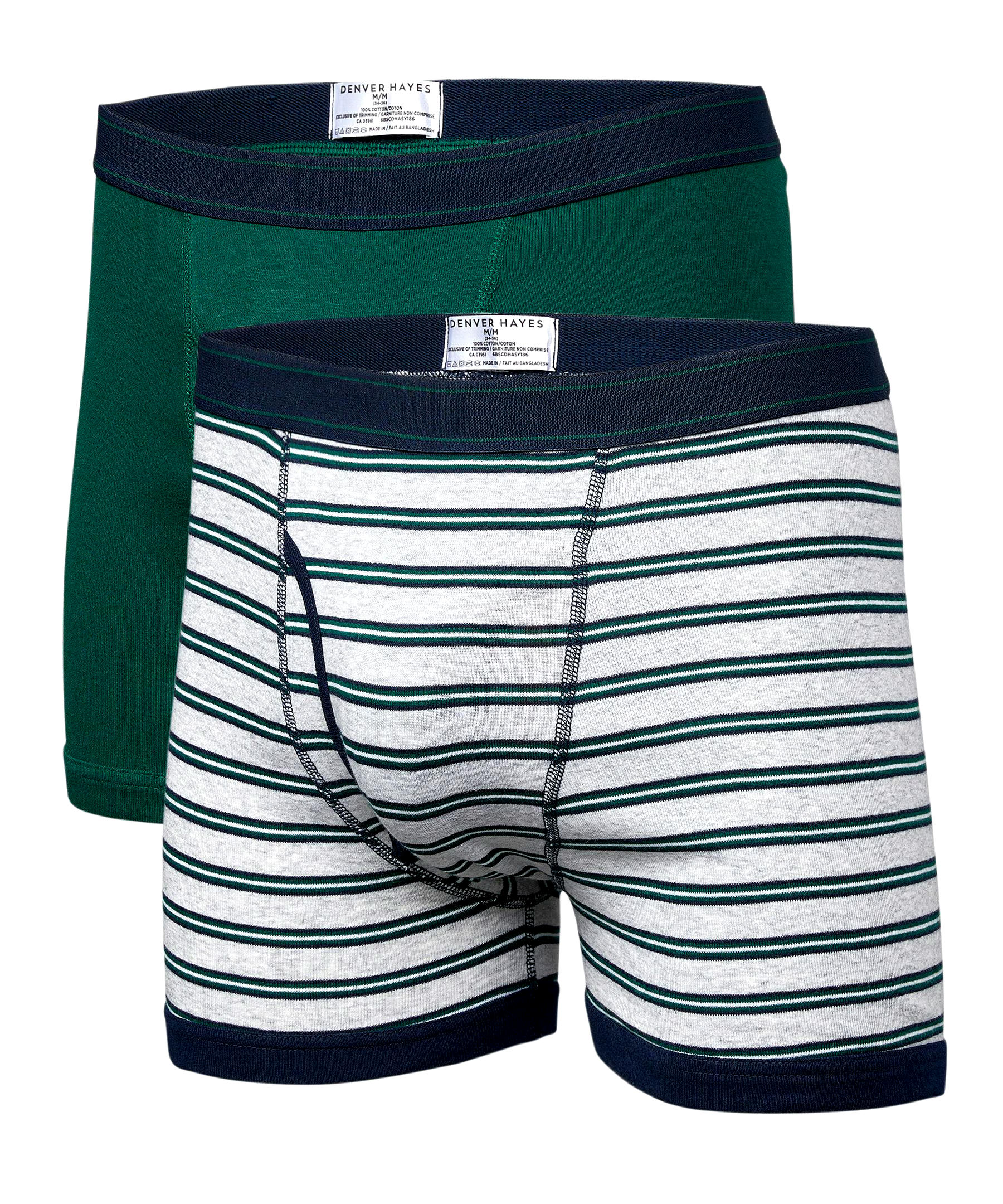 Denver Hayes Men's 2 Pack Yarn Dye Boxer Briefs