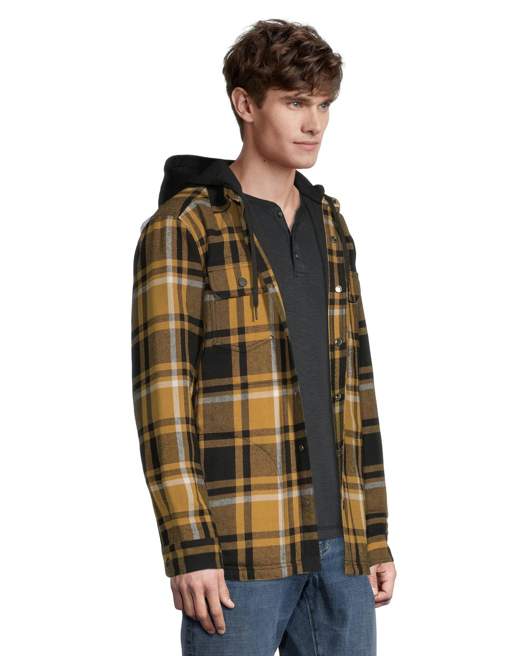 WindRiver Men's Lined T-Max Insulated Flannel Hooded Cotton Shacket