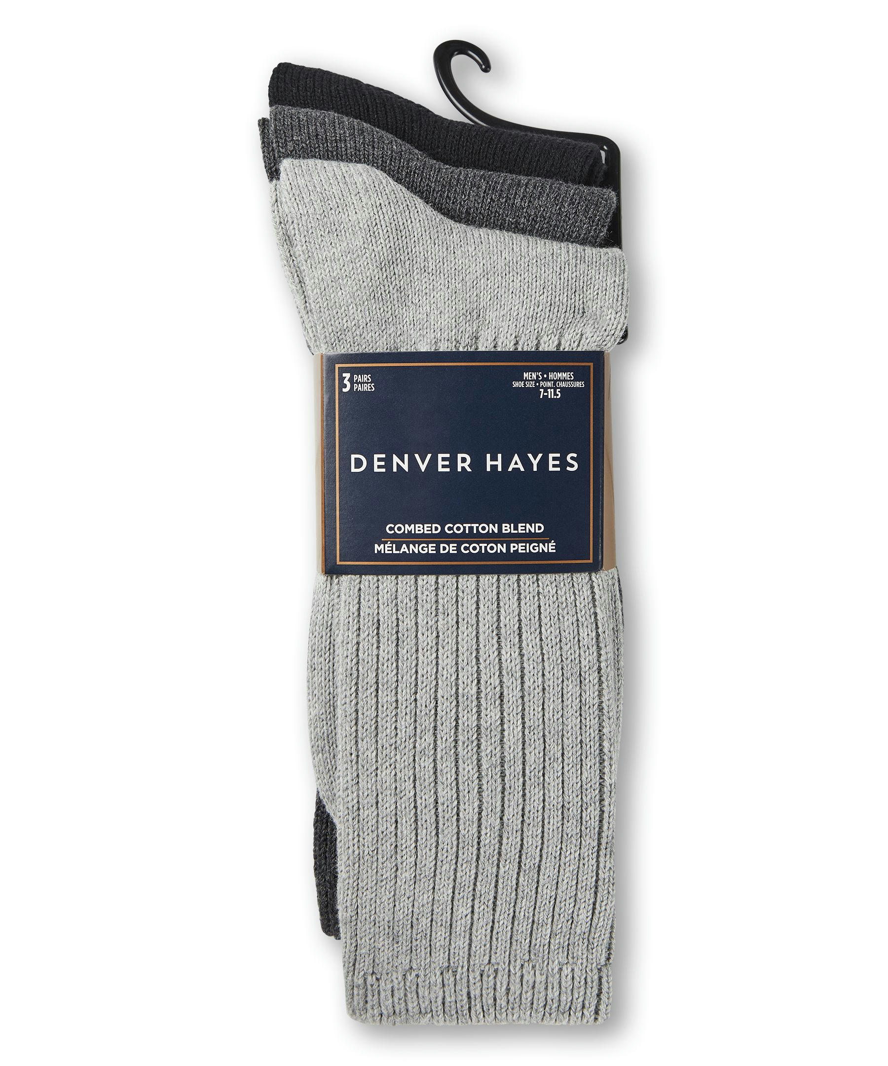 Denver Hayes Men's Casual Rib Socks, 3 Pack