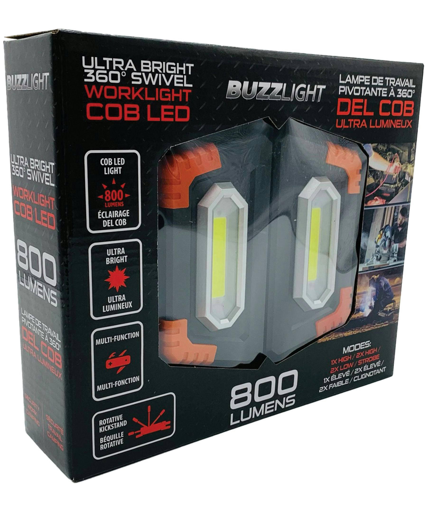 Buzzlight COB LED 800 Lumens 360 Swival Worklight- Red