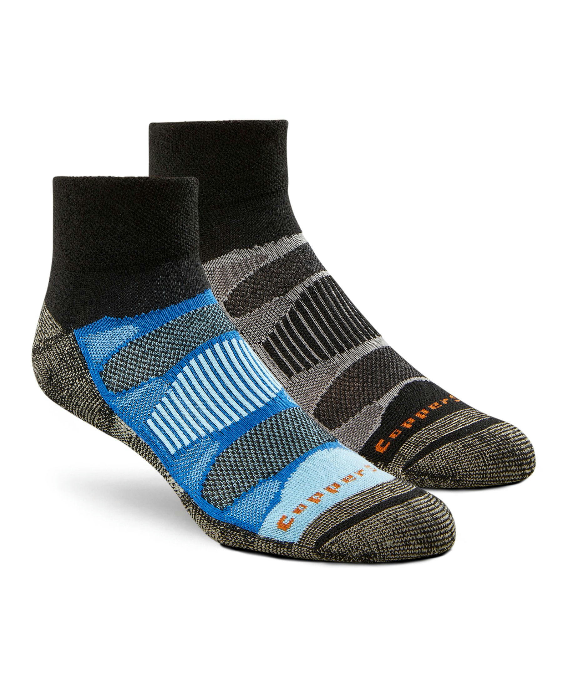 Copper Sole Men's 2 Pack All Season Hiking Moisture Guard Technology Ankle Socks