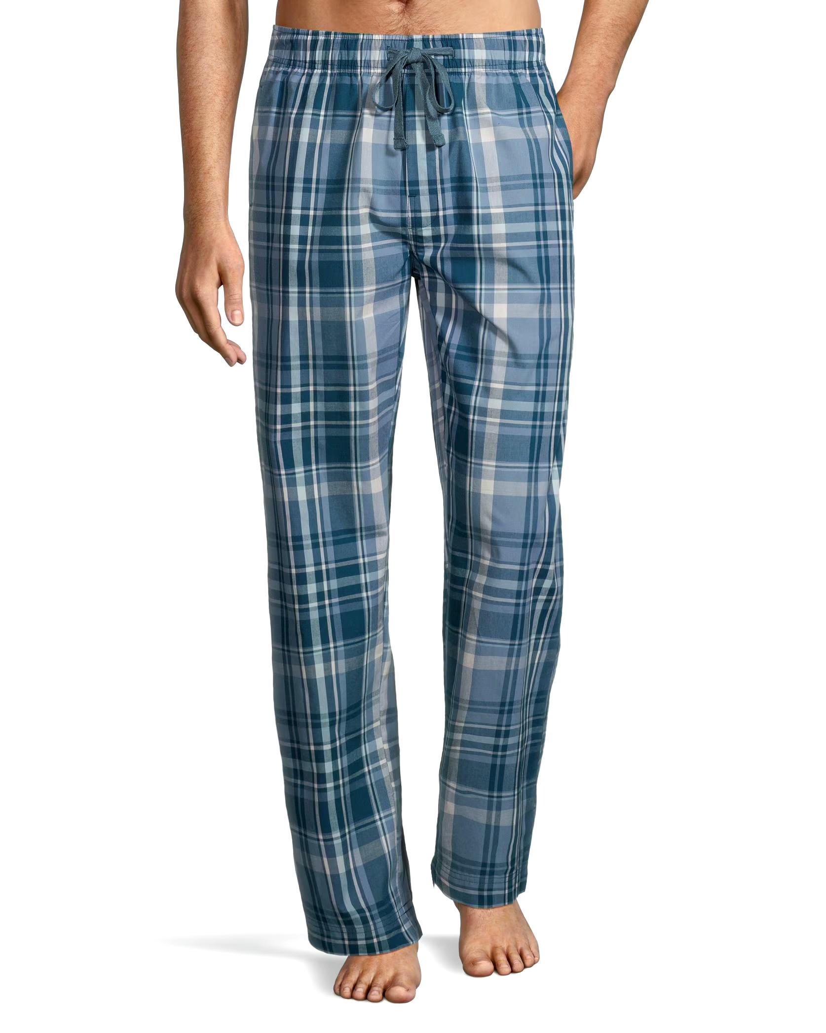 Men's Woven Plaid Lounge Pants With Elastic Waistband and Drawstring