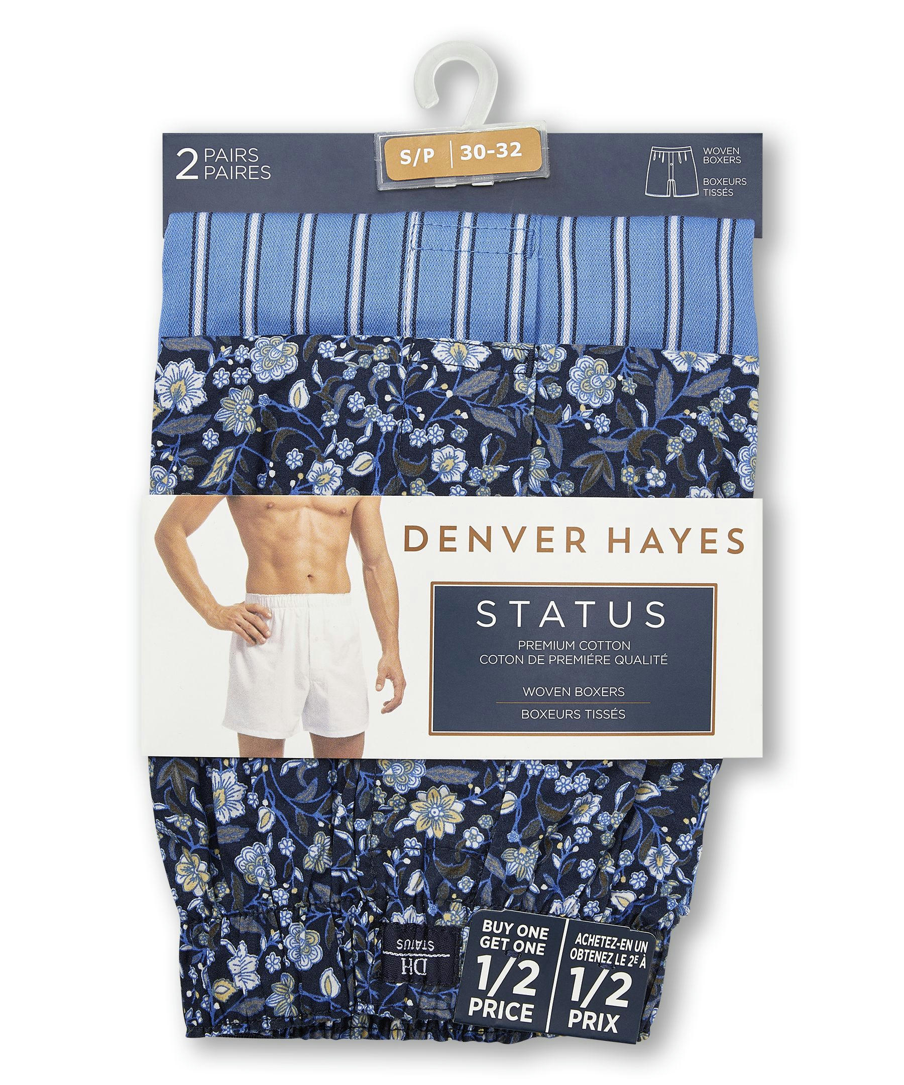 Denver Hayes Men's 2 Pack Woven Boxer