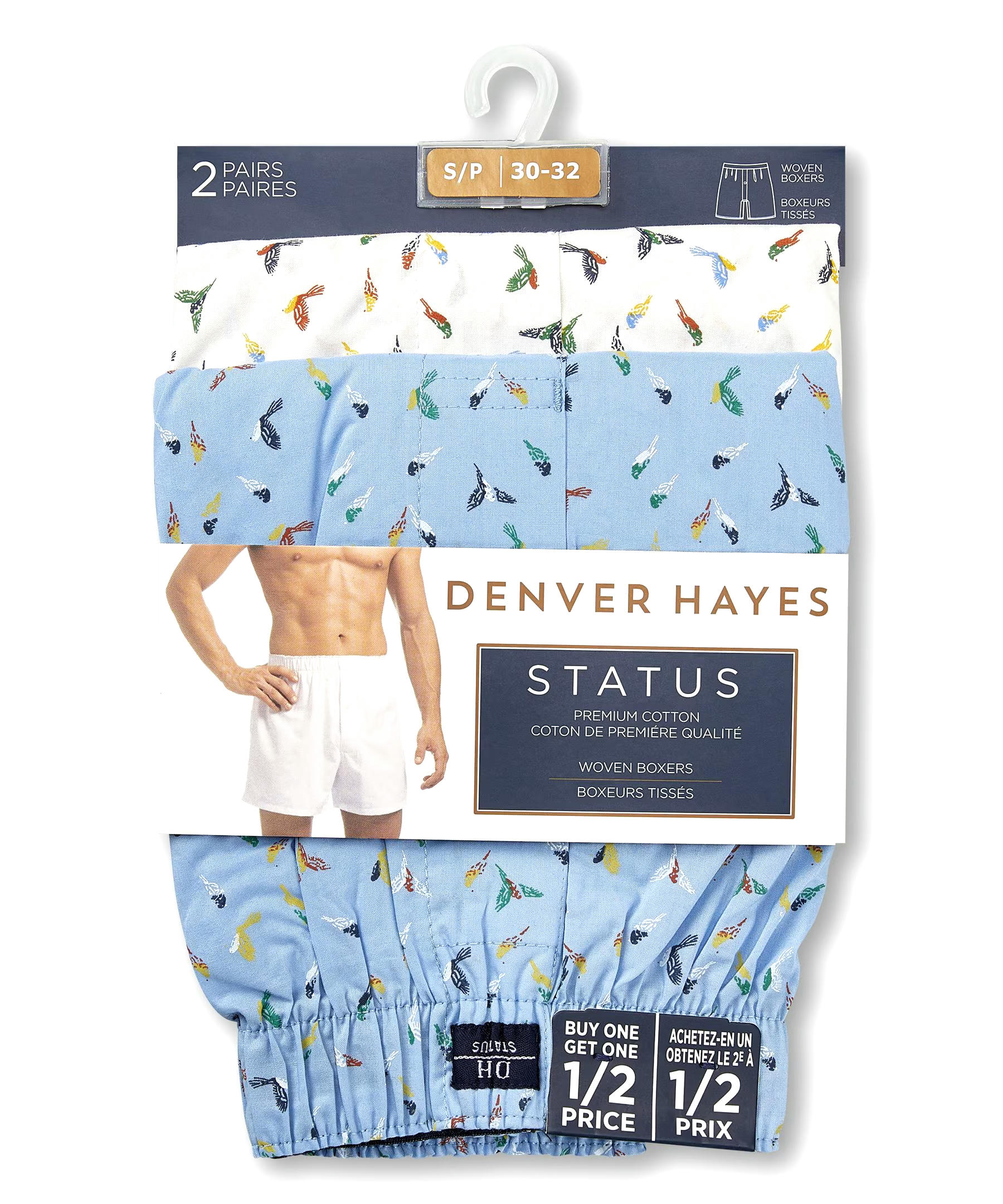 Denver Hayes Men's 2 Pack Woven Boxer