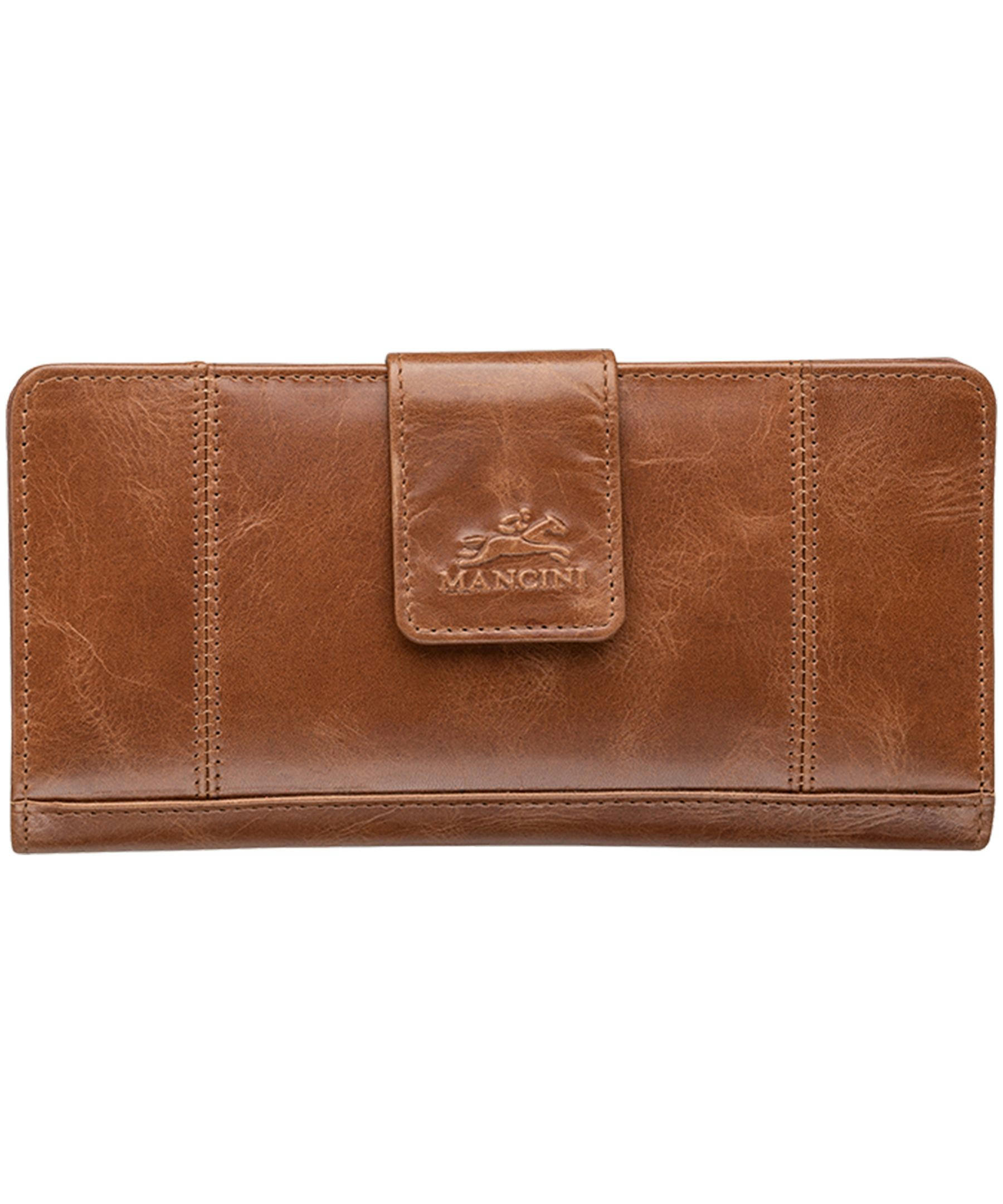 Mancini Leather Goods Women's Casablanca RFID Secure Clutch Wallet Cognac