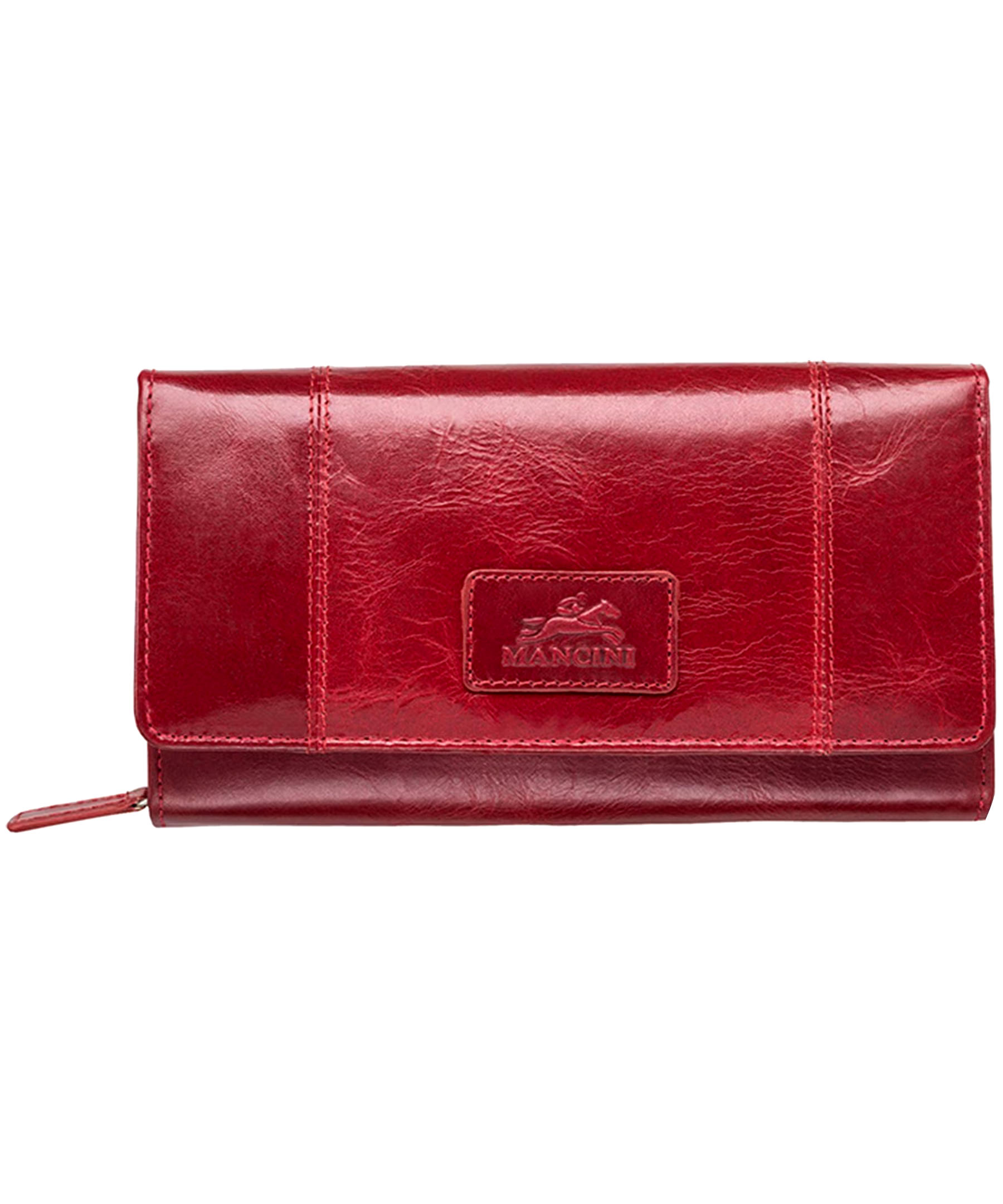 Mancini Leather Goods Women's Casablanca RFID Secure Medium Clutch Wallet Red