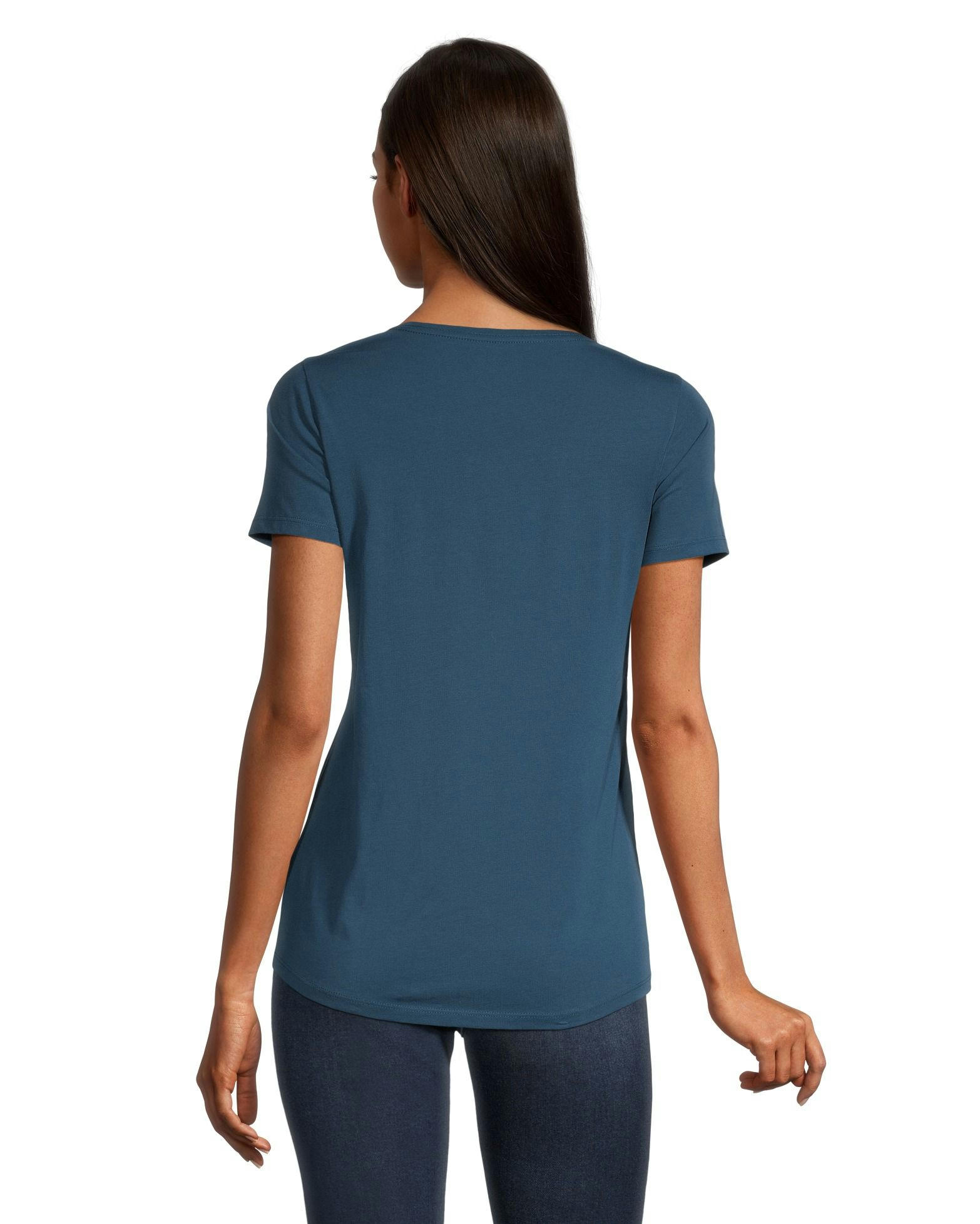 Denver Hayes Women's Semi Fitted Short Sleeve V Neck T Shirt