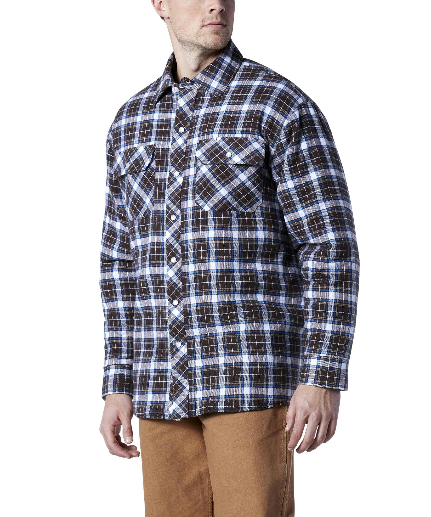 Aggressor Men's Snap-Front Insulated Quilted Flannel Work Shirt