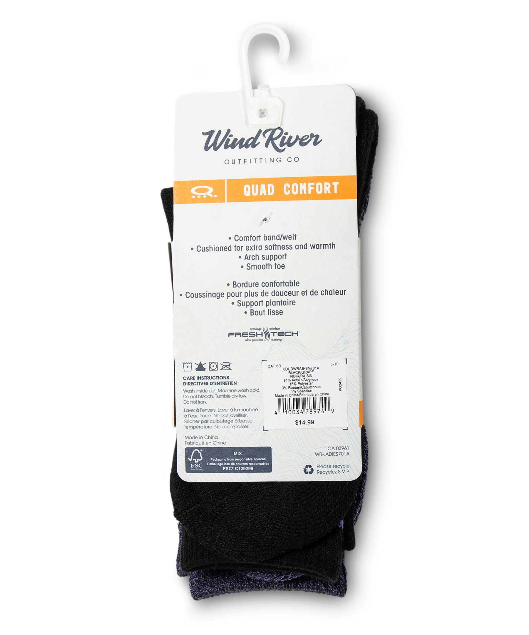 WindRiver Women's 2 Pack Super Soft Thermal Quad Comfort Boot Socks