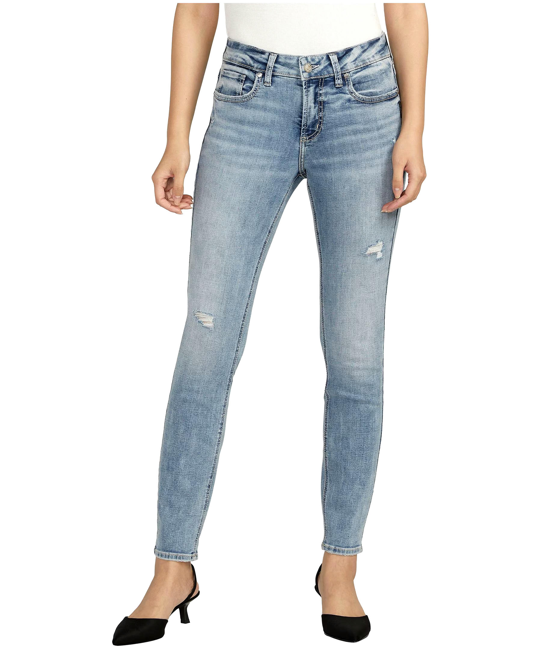 Silver Women's Elyse Mid Rise Curvy Fit Skinny Jeans