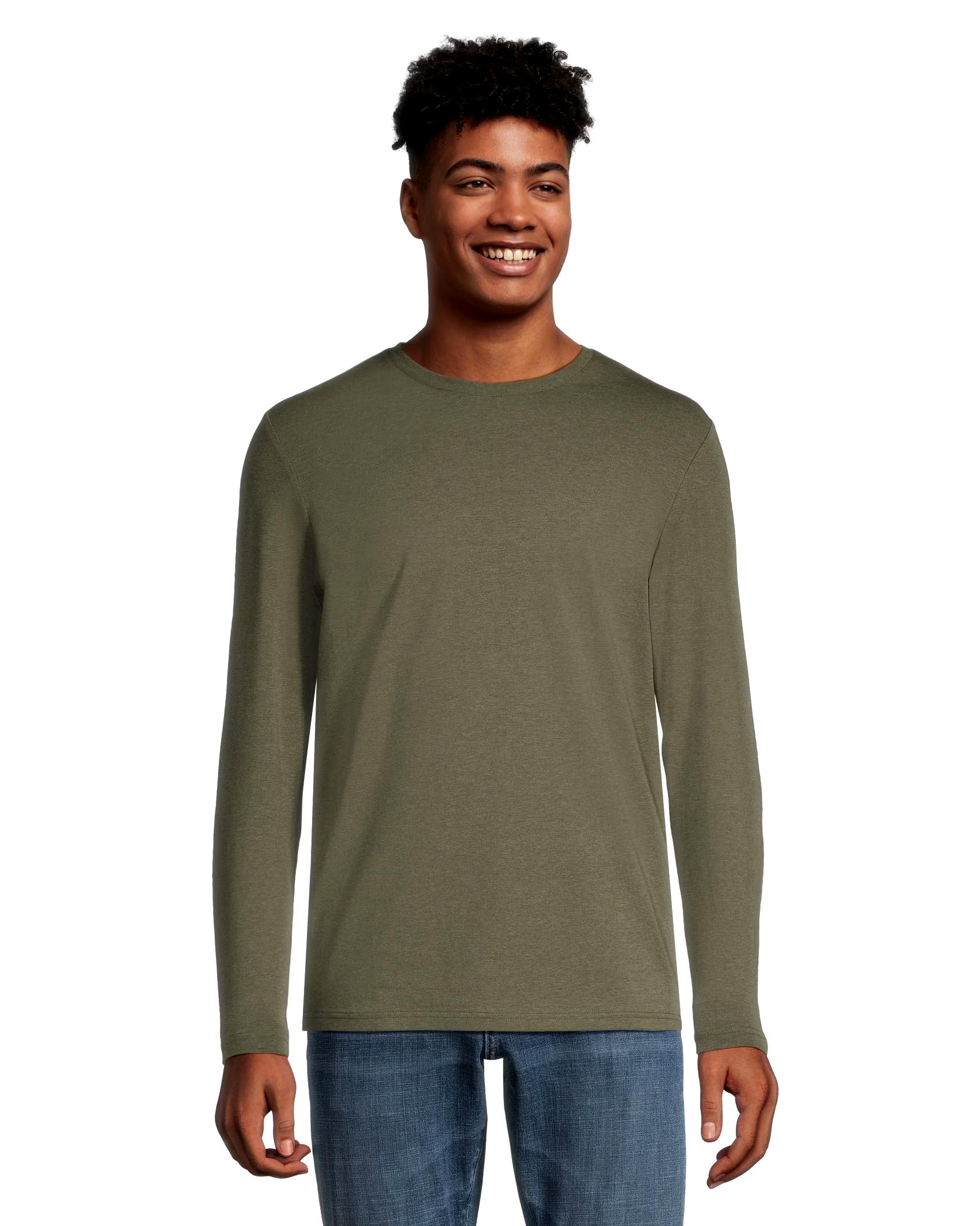 Denver Hayes Men's Stretch Long Sleeve Modern Fit Crewneck T Shirt