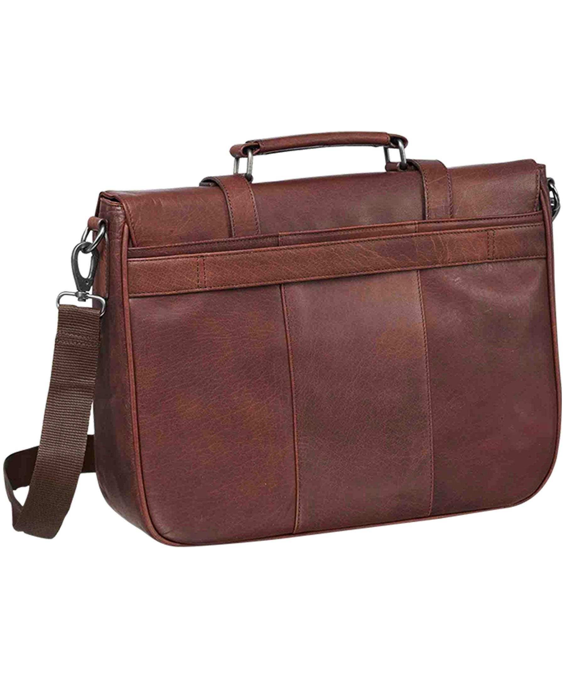 Mancini Leather Goods Men's Buffalo Laptop Briefcase Black