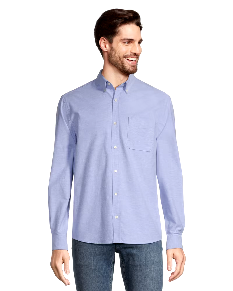 Denver Hayes Men's Stretch Oxford Modern Fit Long Sleeve Button Down Shirt