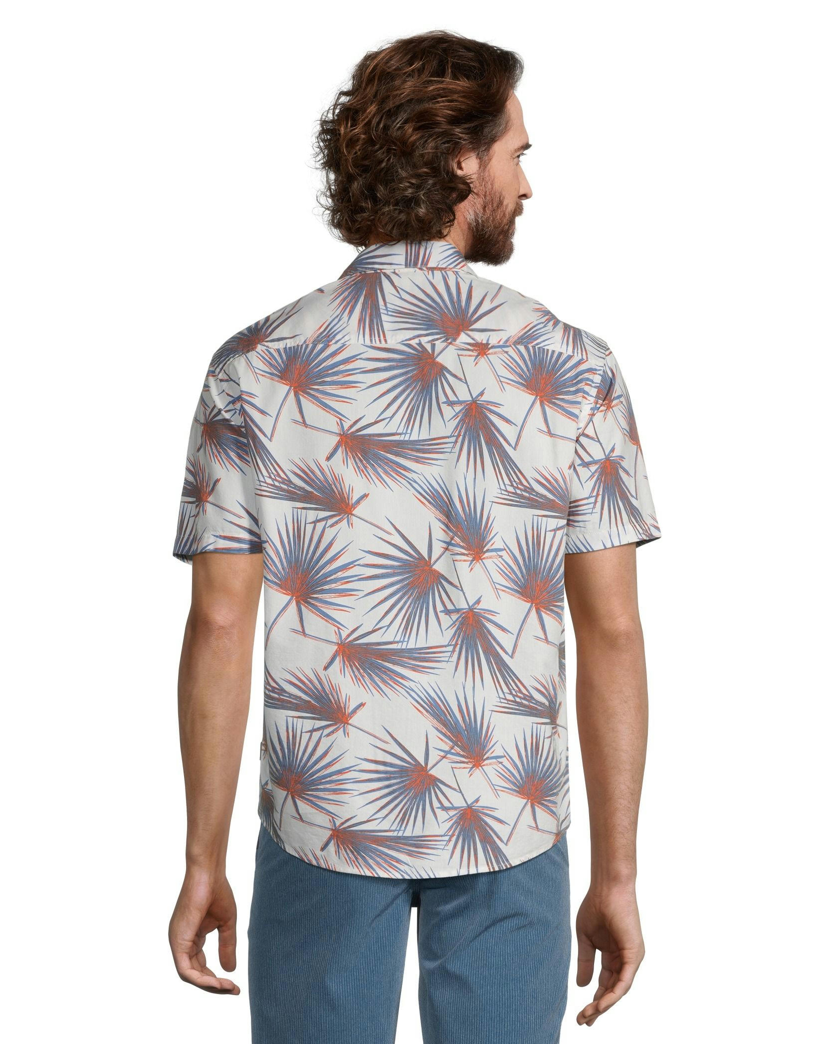 FarWest Men's Modern Fit Short Sleeve Stretch AOP Shirt