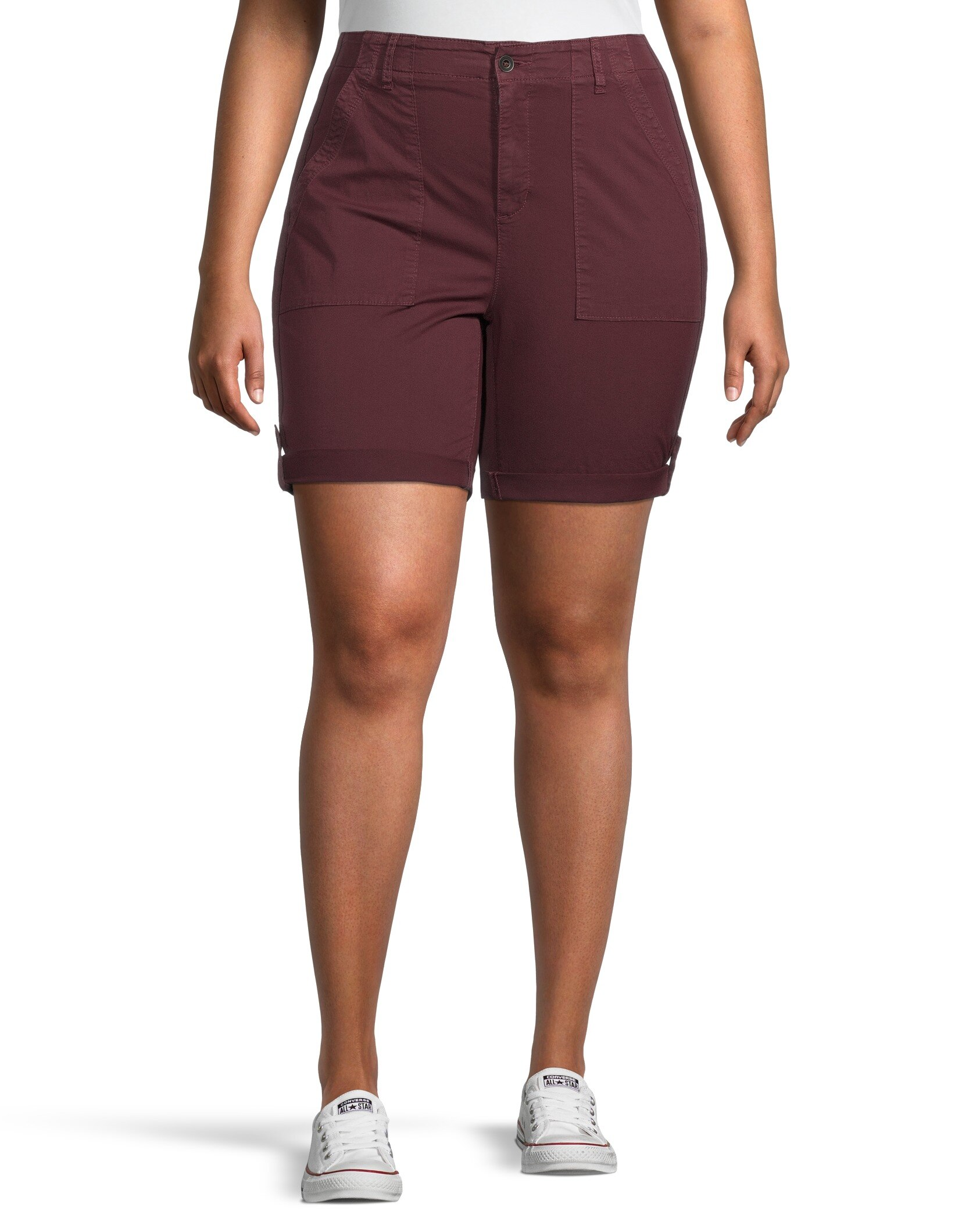 Denver Hayes Women's Garment Wash High Rise Bermuda Shorts