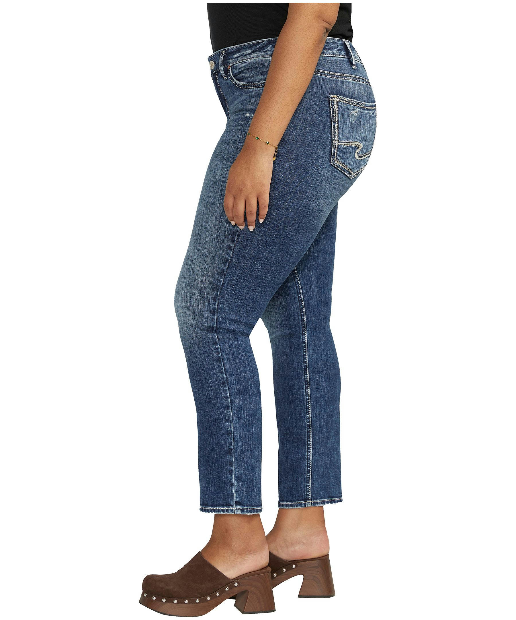Silver Women's Britt Low Rise Curvy Fit Straight Jeans