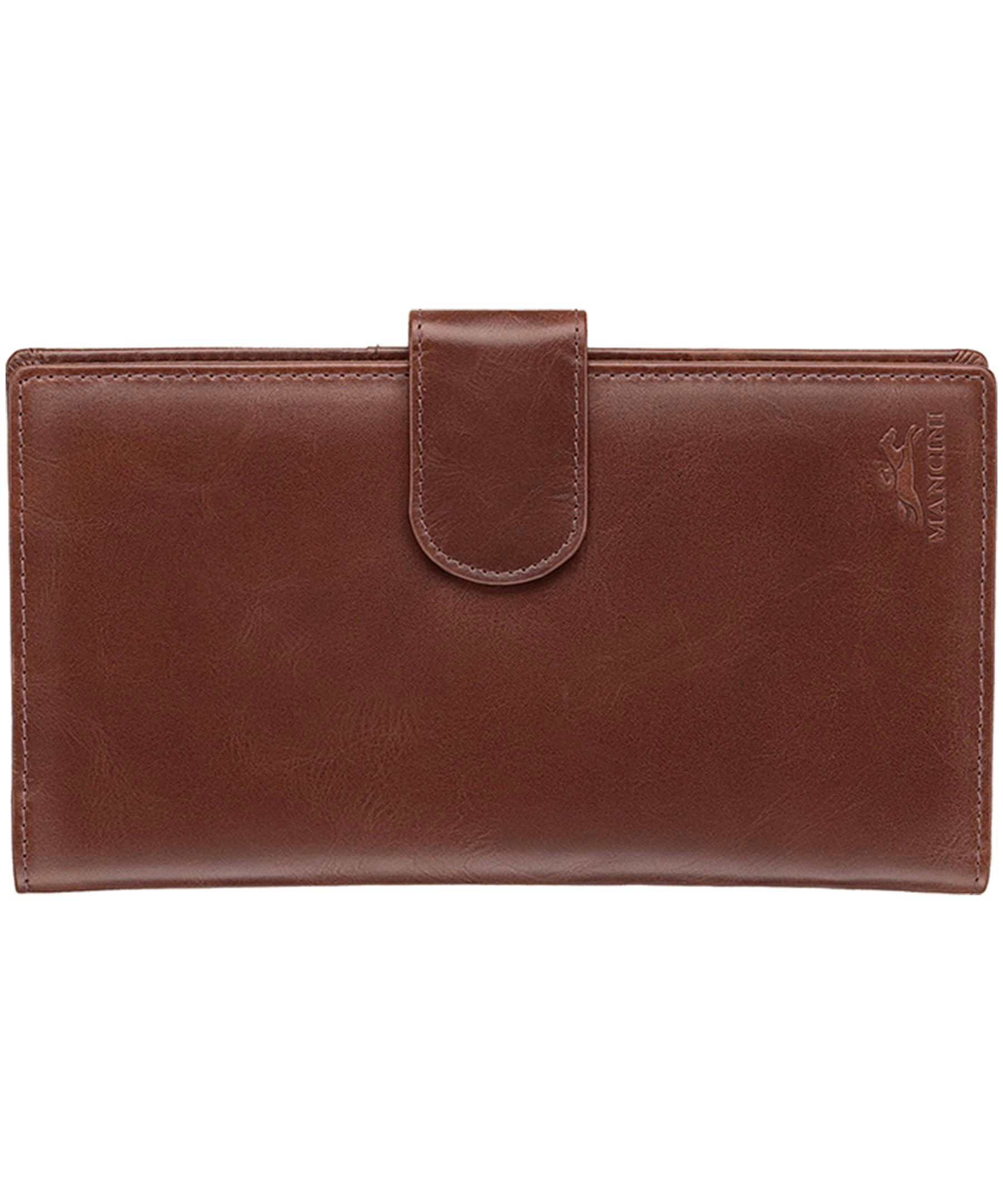 Mancini Leather Goods Unisex Casablanca RFID Secure Passport and Travel Organizer Brown