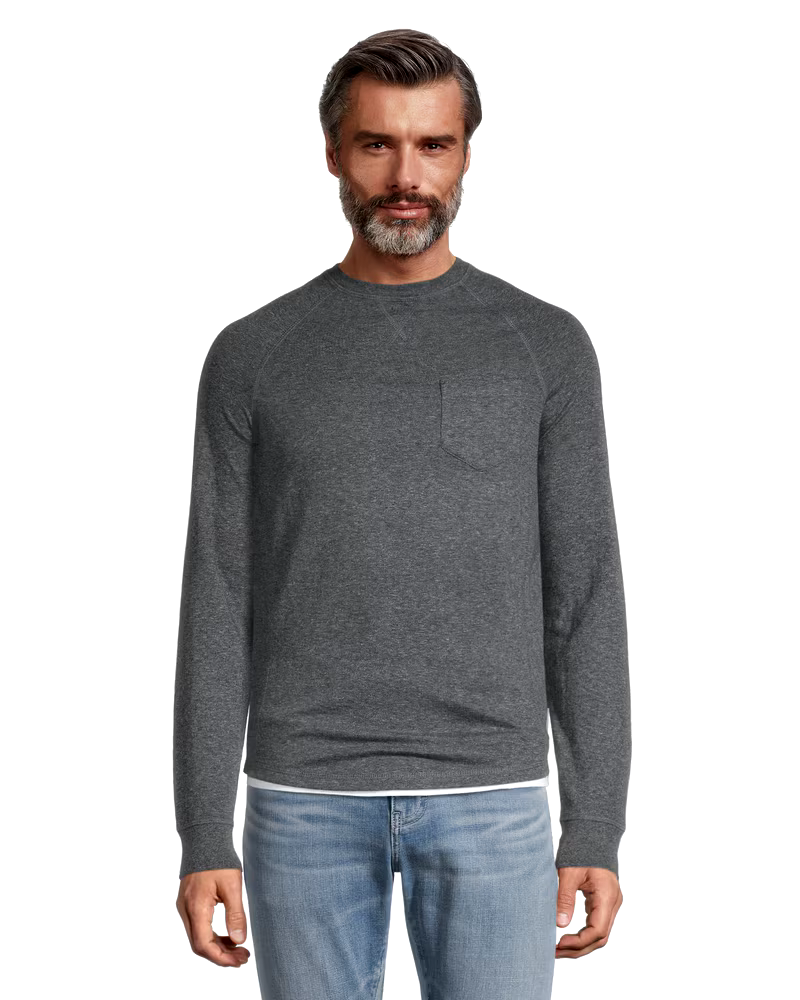 WindRiver Men's Heritage Long Sleeve Modern Fit Double-Knit Crewneck T Shirt