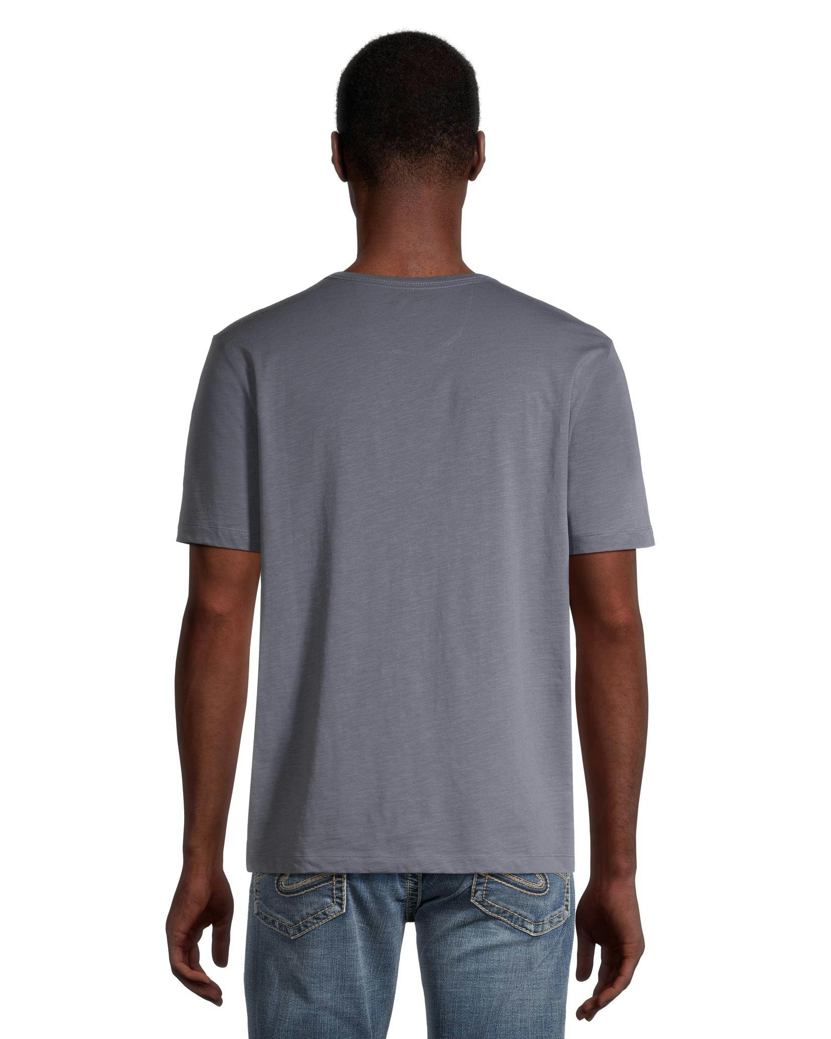 Silver Men's Short Sleeve Solid Slub Henley Shirt