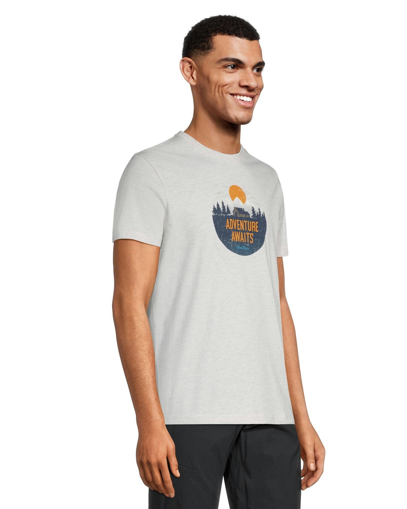 WindRiver Men's Adventure Awaits Graphic Short Sleeve Crew Neck T Shirt