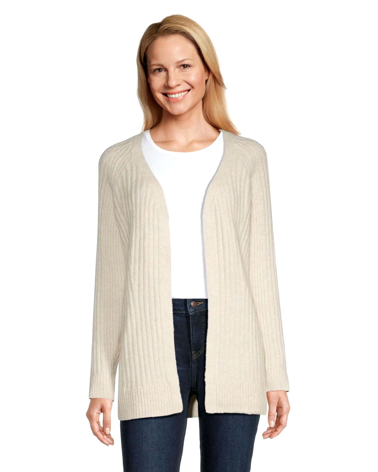 Denver Hayes Women's Luxe Relaxed Fit Ribbed Easy Open Cardigan