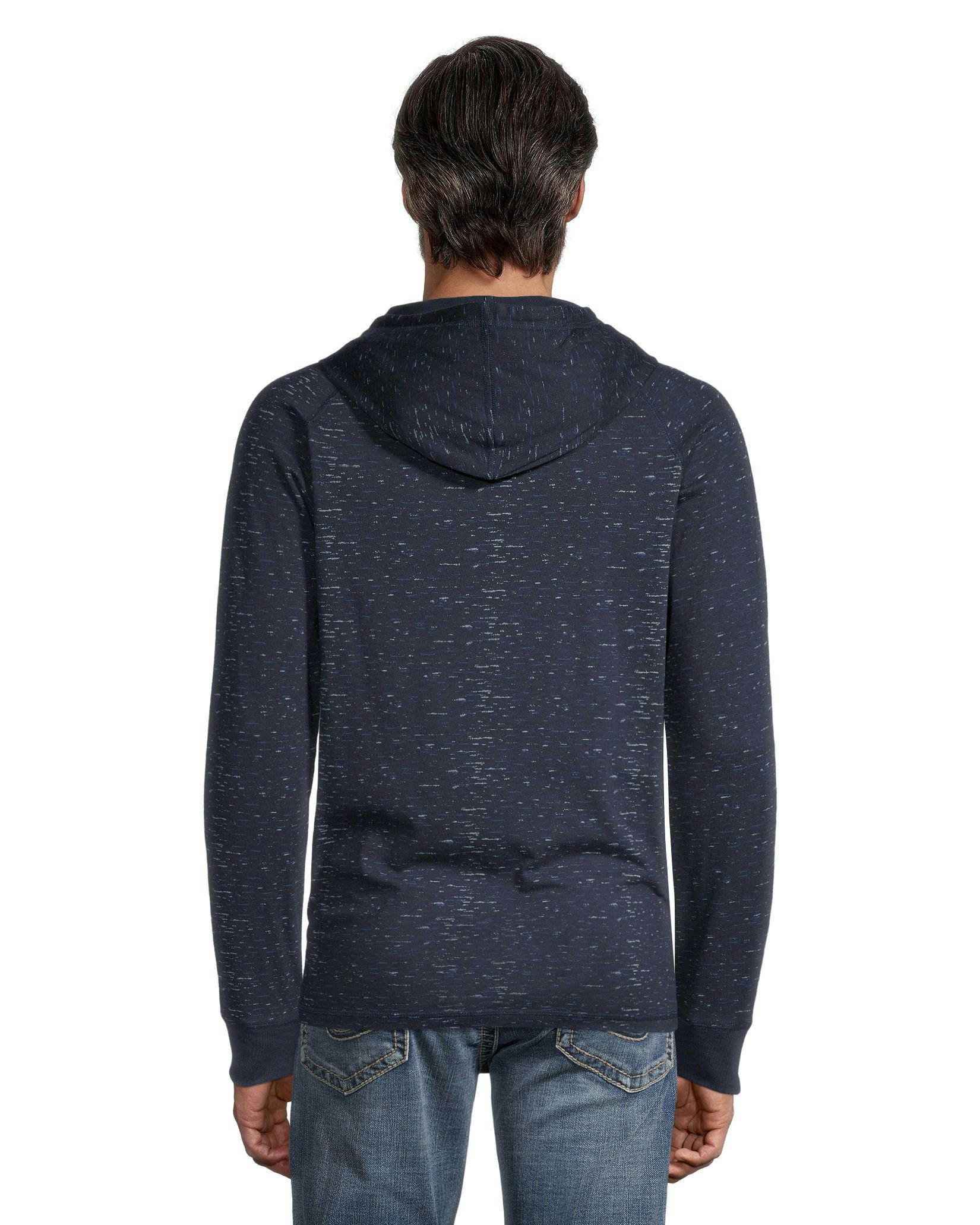 Silver Men's Textured Print Cotton Pullover Hoodie