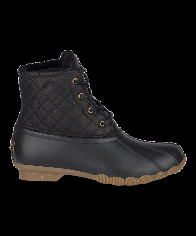 Sperry Women's Saltwater Winter Lux Lined Rubber Boots Black