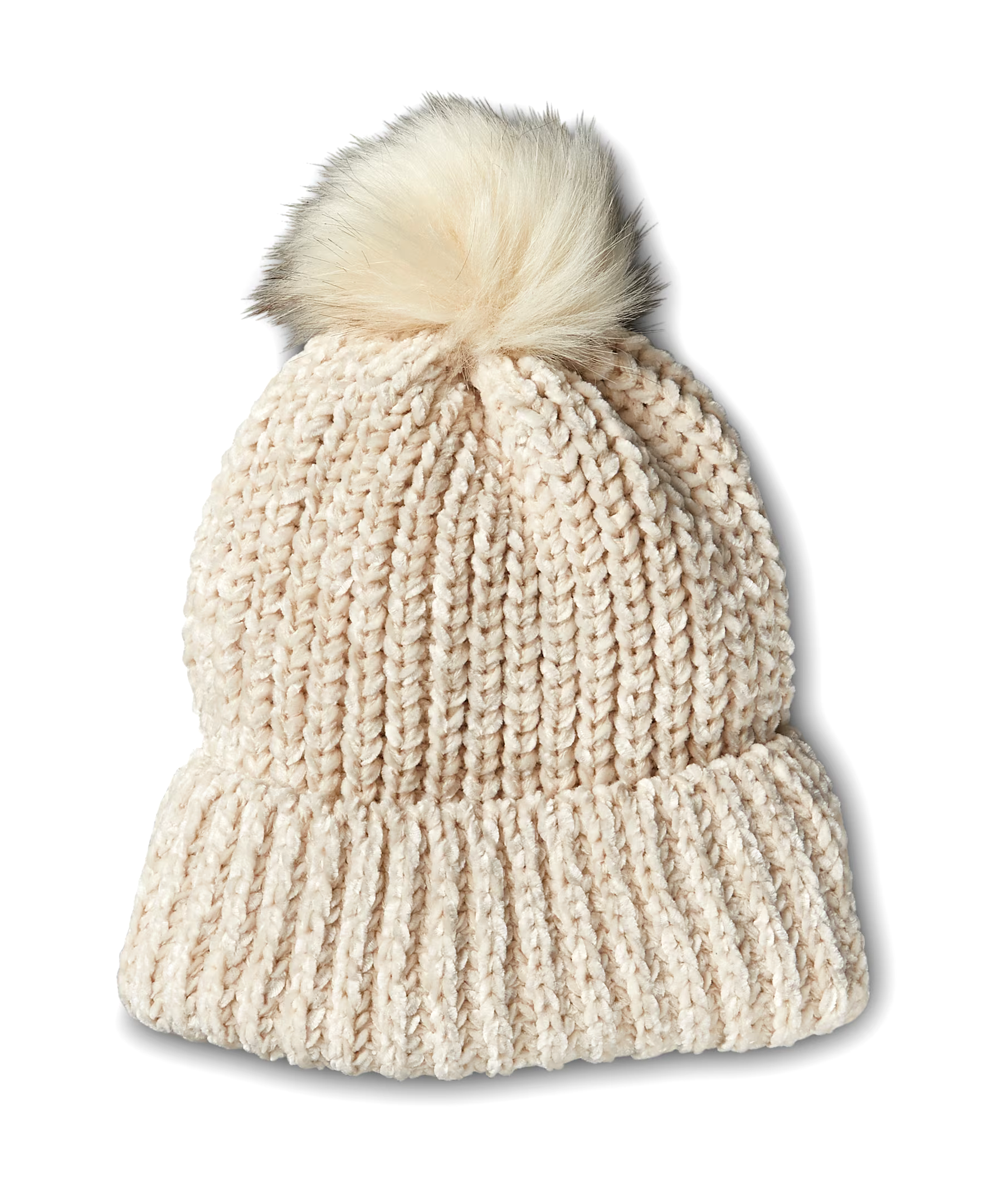 Denver Hayes Women's Chenille Faux Fur Pom Pom Toque