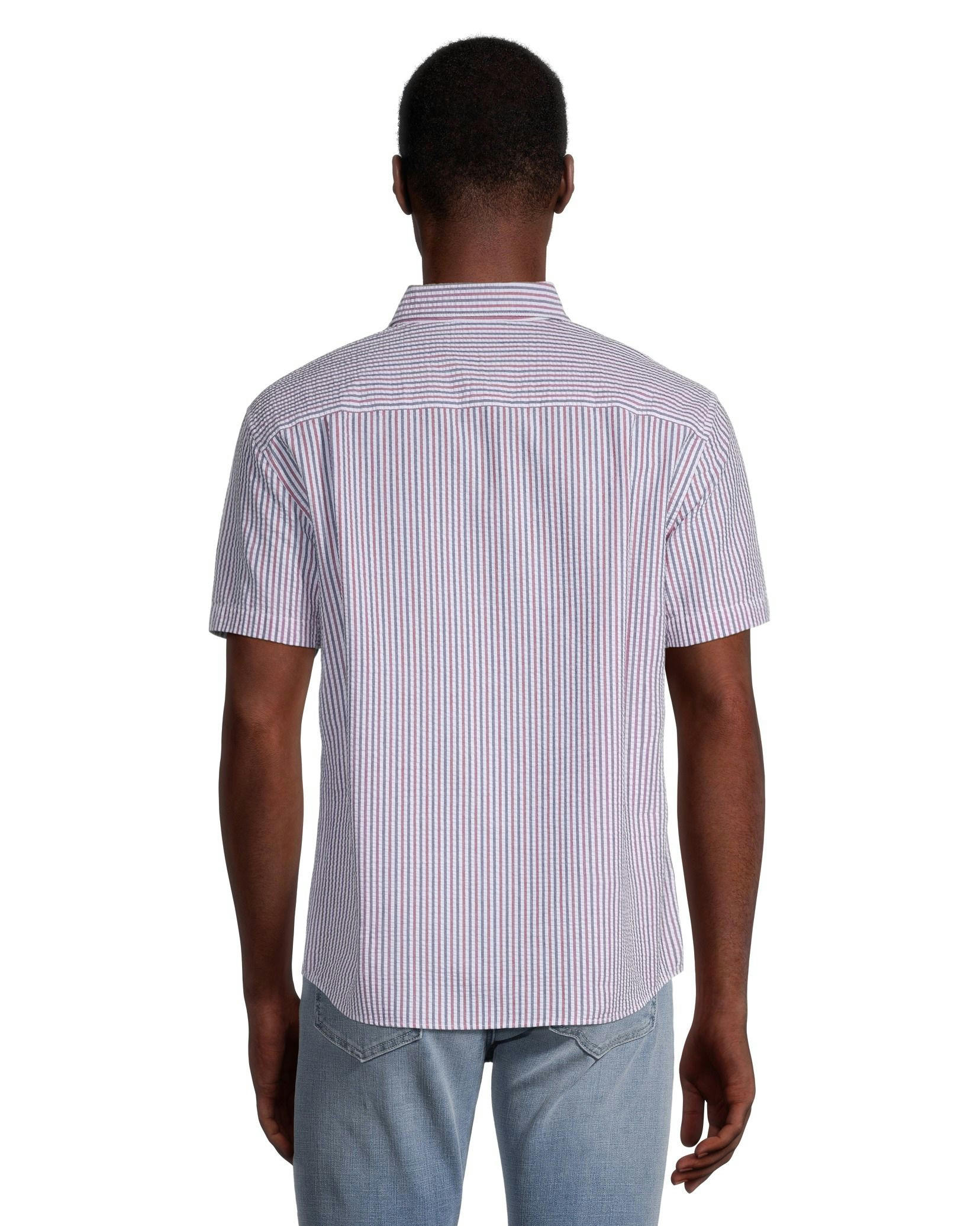 Denver Hayes Men's Premium Seersucker Modern Fit Short Sleeve Shirt