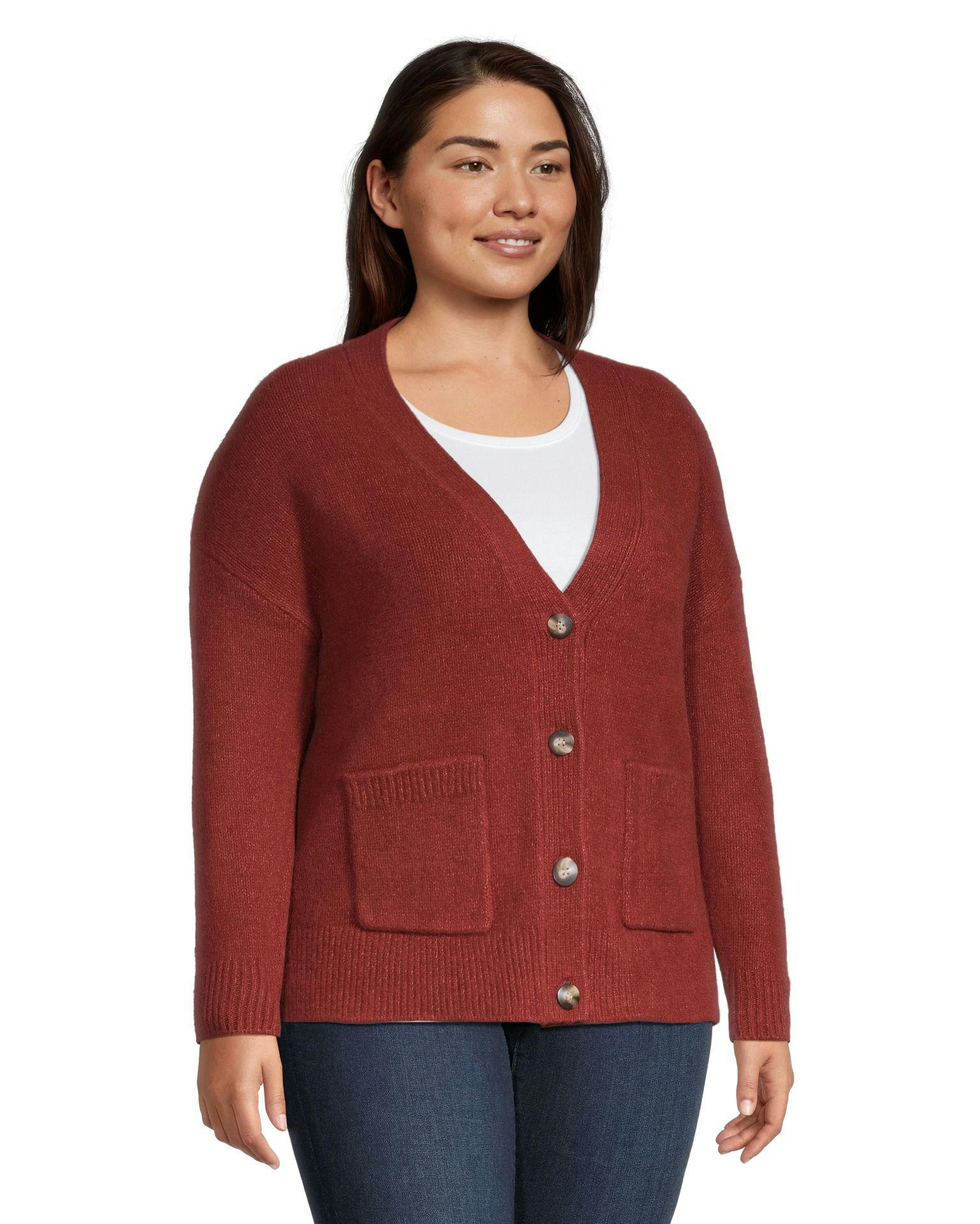 Denver Hayes Women's Luxe Supersoft Relaxed Fit Button Up Cardigan
