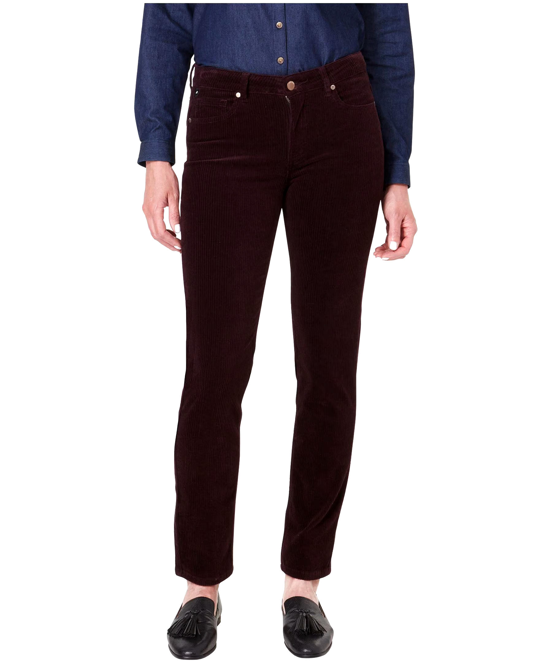 Lois Women's Georgia Mid High Rise Straight Leg Corduroy Pants