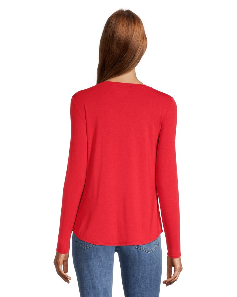 Denver Hayes Women's Long Sleeve Relaxed Fit Scoop Neck T Shirt