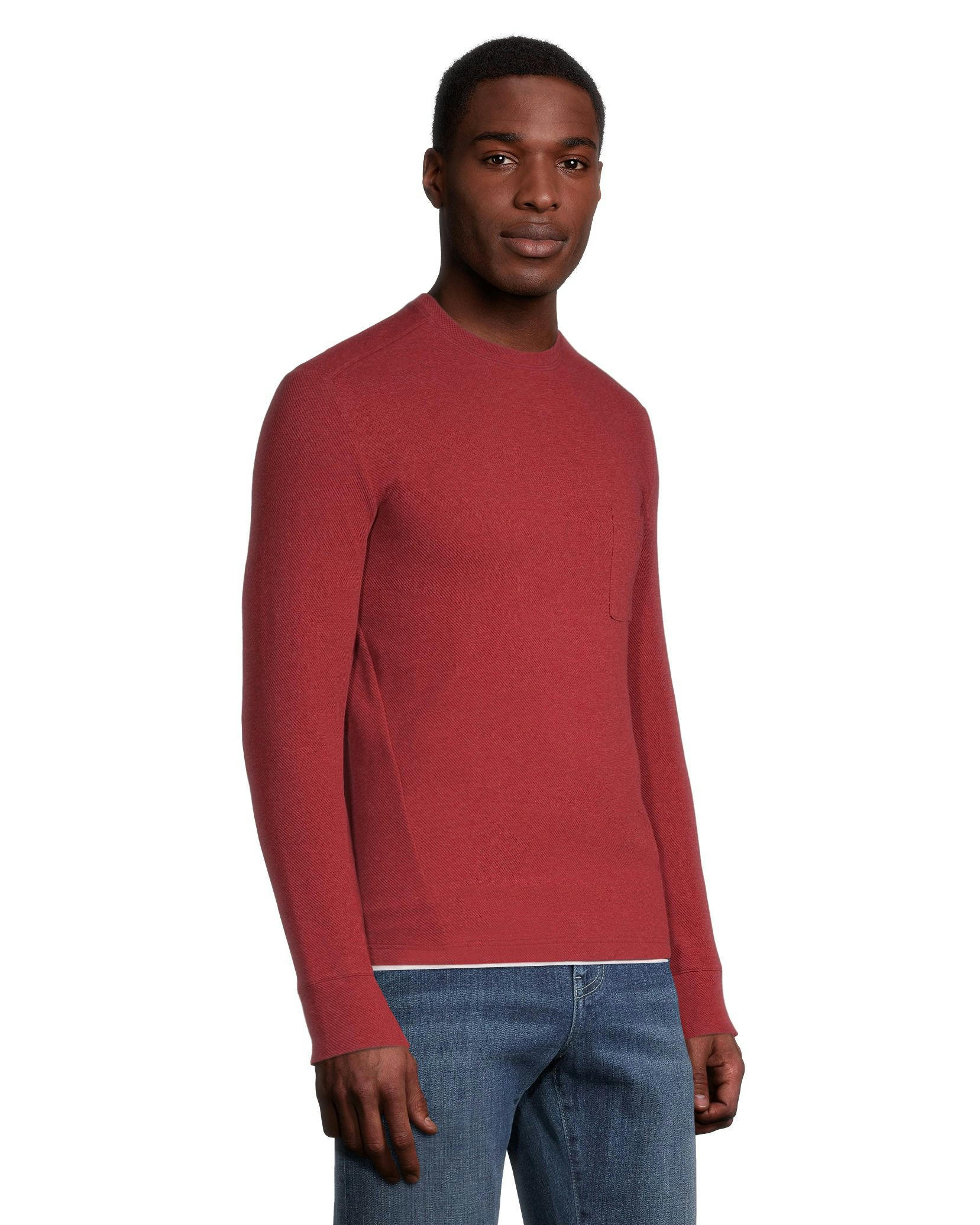 WindRiver Men's Birdseye Long Sleeve Modern Fit Crewneck T Shirt