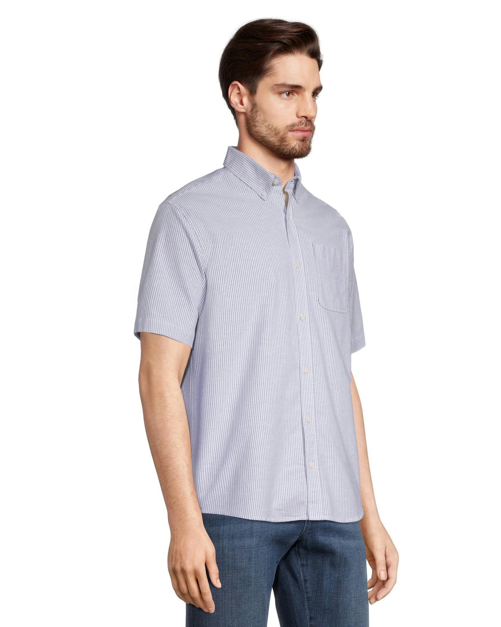 Denver Hayes Men's Classic Fit Short Sleeve Oxford Casual Shirt