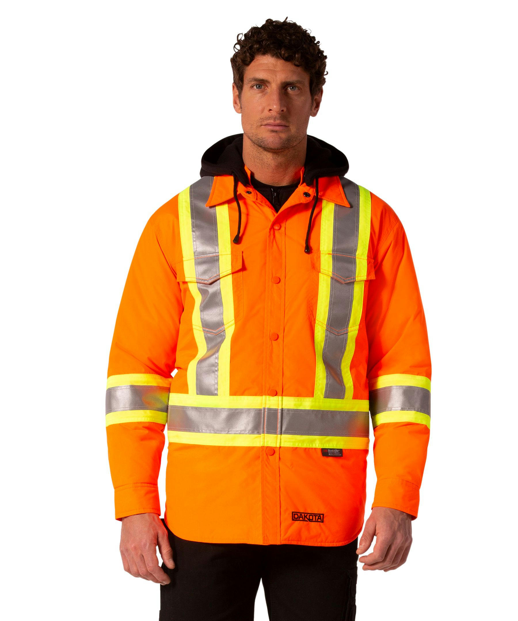 Dakota WorkPro Series Men's Class 2 Hi Vis Water Repellent Hooded Quilt Shirt Jacket