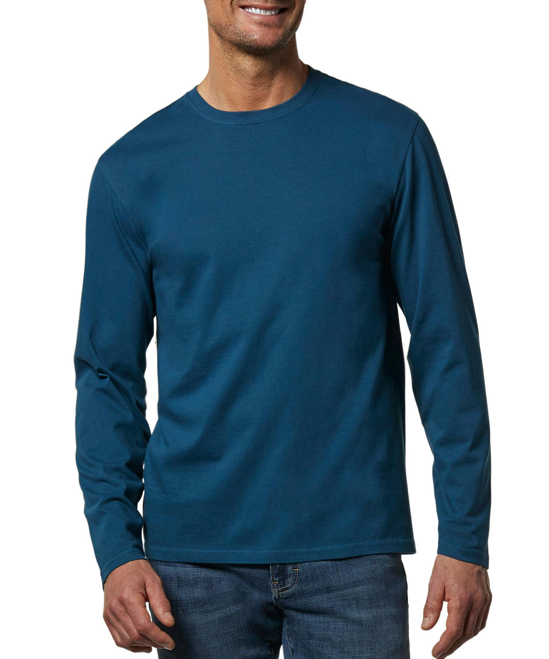 Denver Hayes Men's 50 Wash Long Sleeve Classic Fit Crew Neck T-Shirt