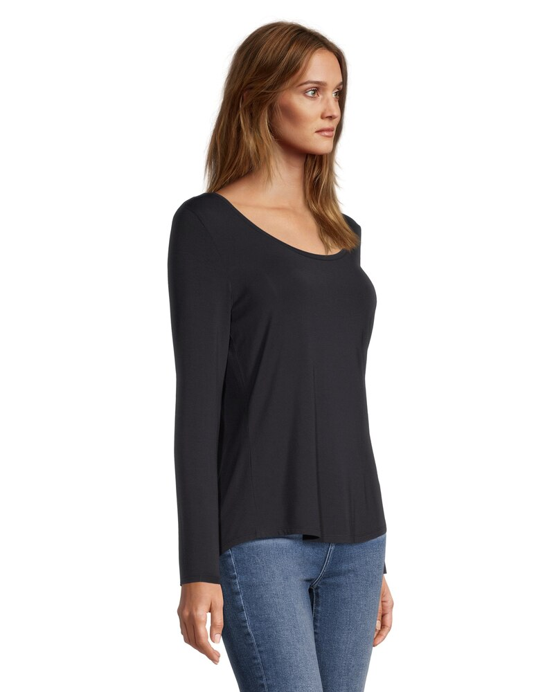 Denver Hayes Women's Long Sleeve Relaxed Fit Scoop Neck T Shirt
