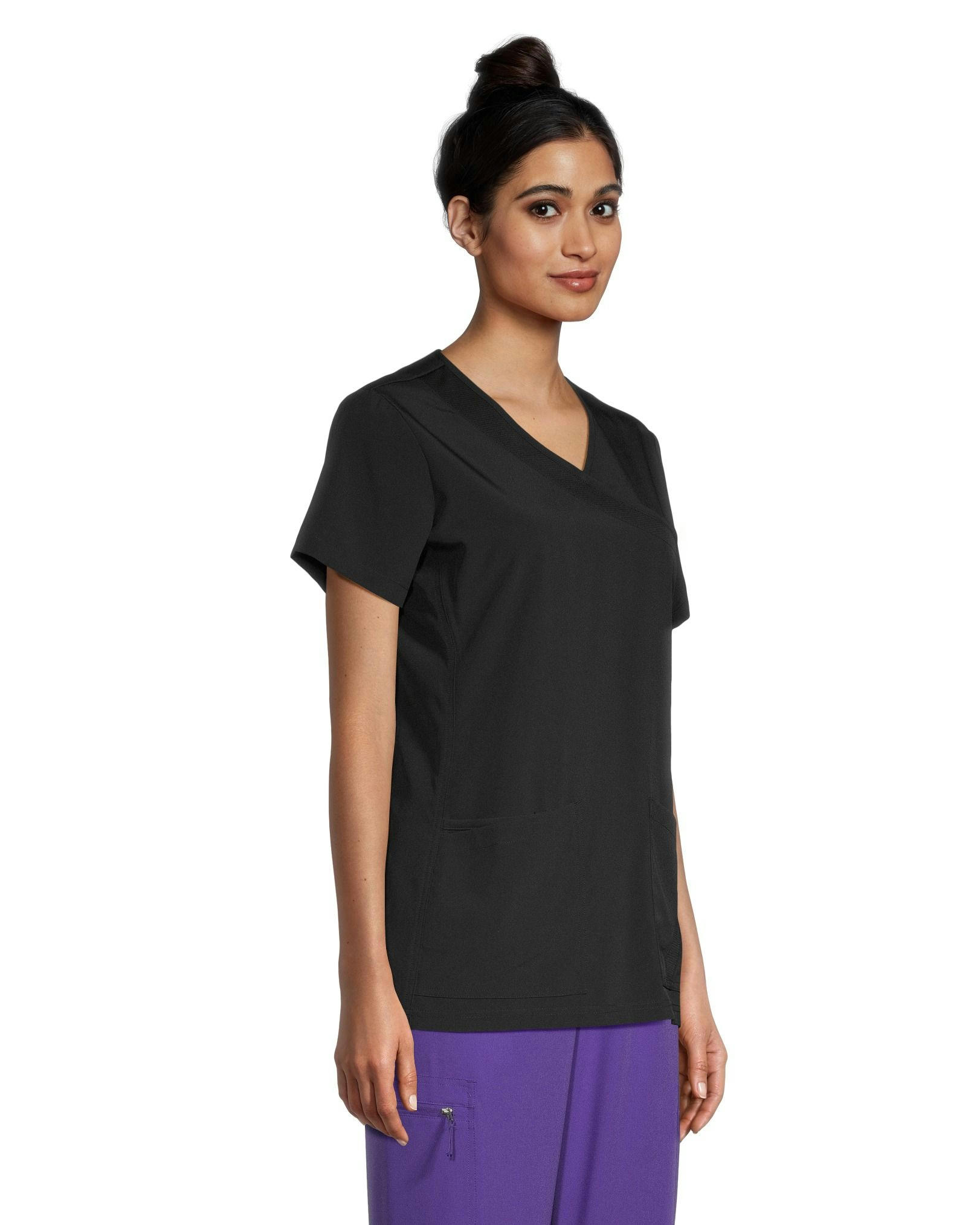 Scrubletics Women's Mock Wrap Mesh Accent Scrub Top