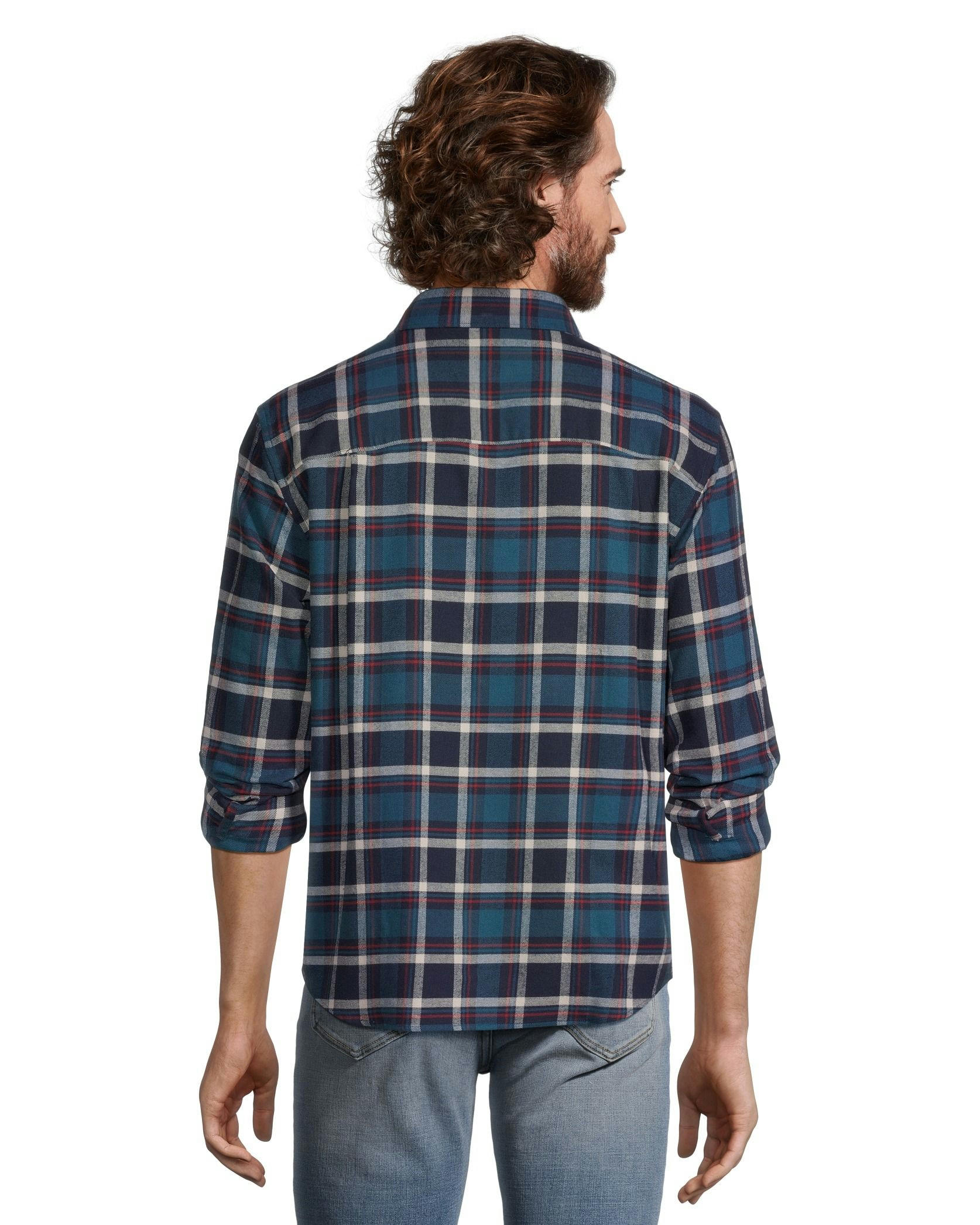 WindRiver Men's Long Sleeve Button Down Basic Stretch Flannel Shirt