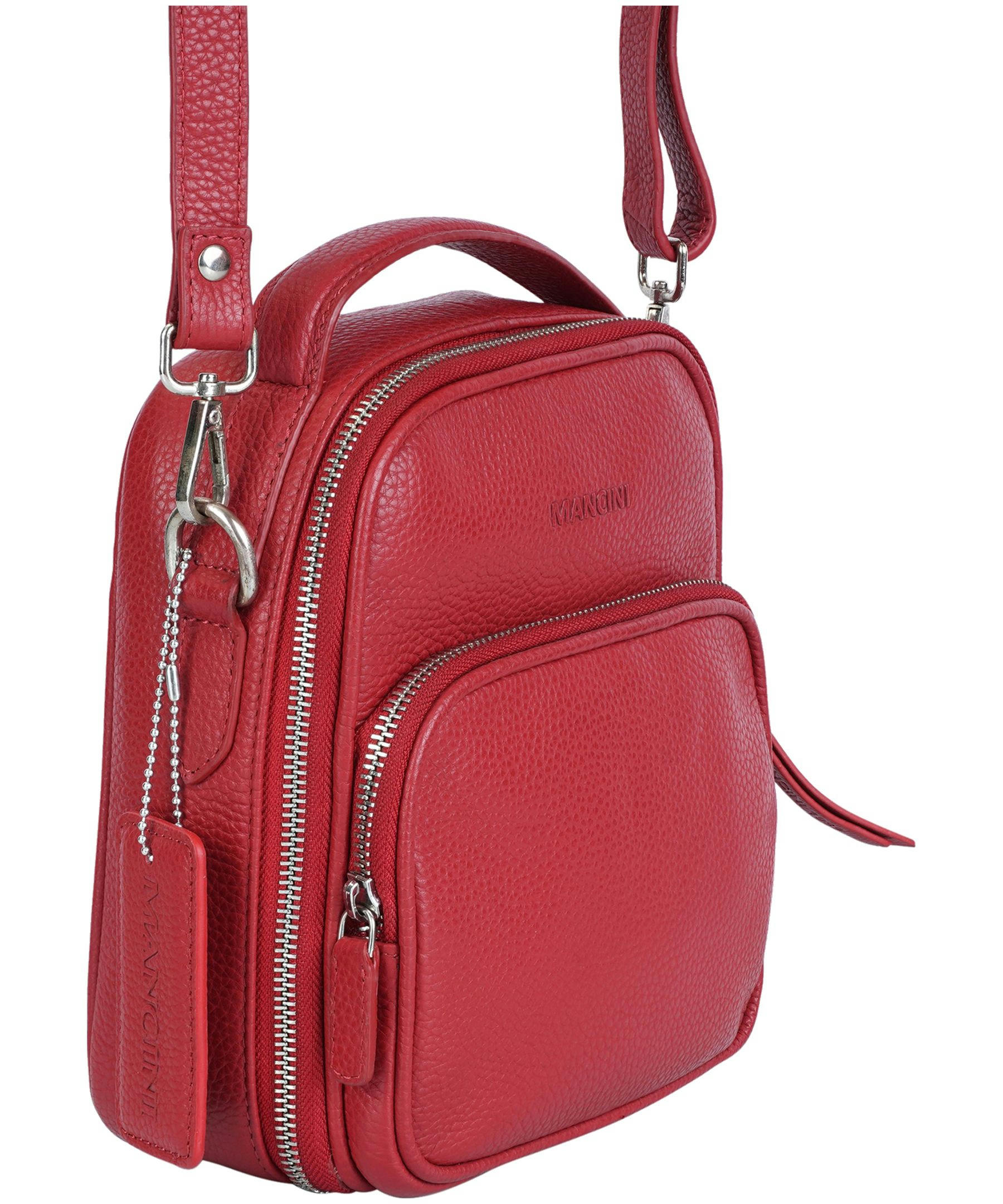 Mancini Leather Goods Women's Pebelled Daisy North/South Crossbody Bag