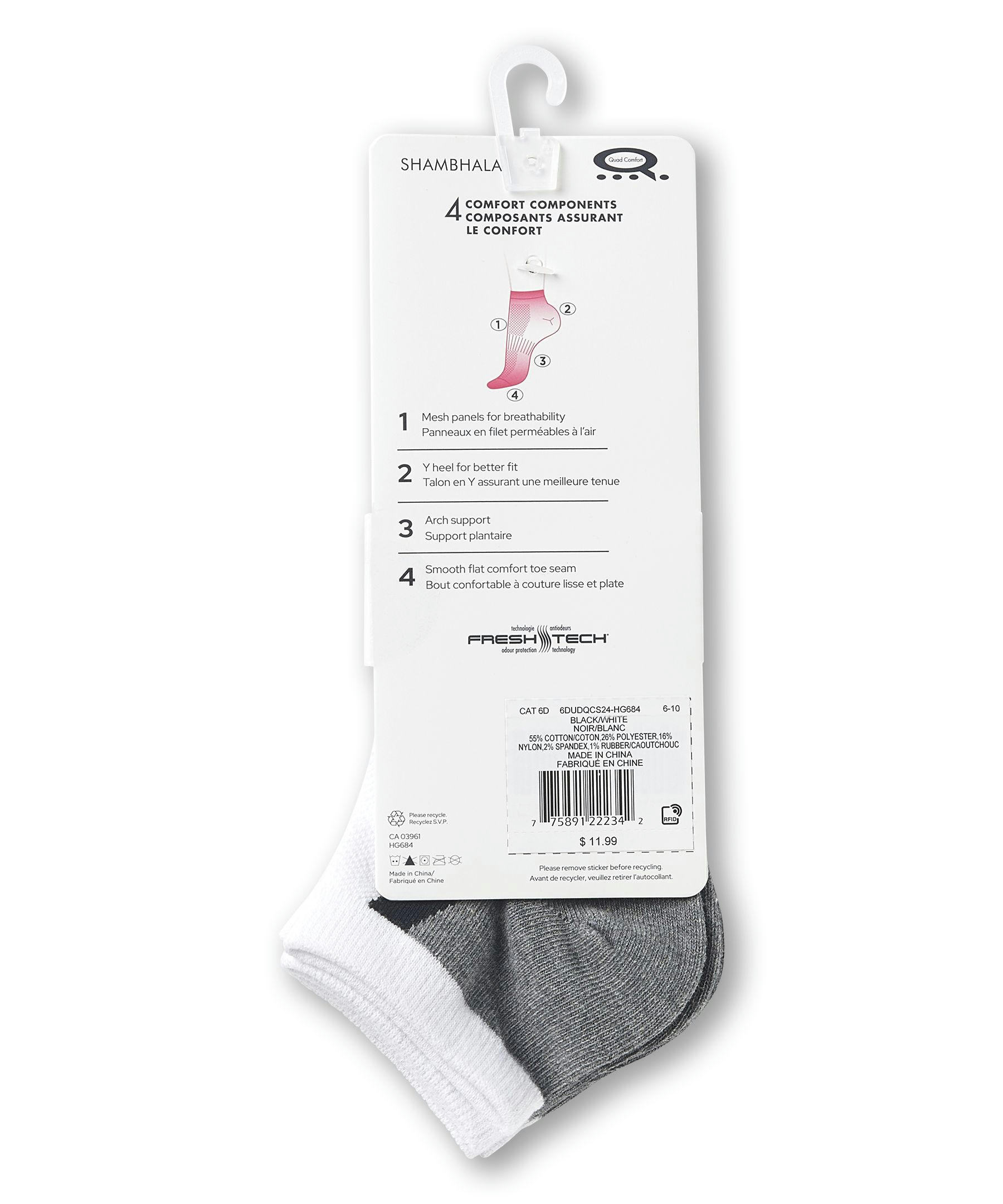 Shambhala Women's Arch Support Ankle Socks, 3 Pack